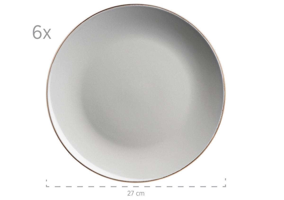 Kombiservice Metallic Rim 6 Personen Geschirr Set - Grau, Basics, Keramik (43/32,5/32cm) - Mäser