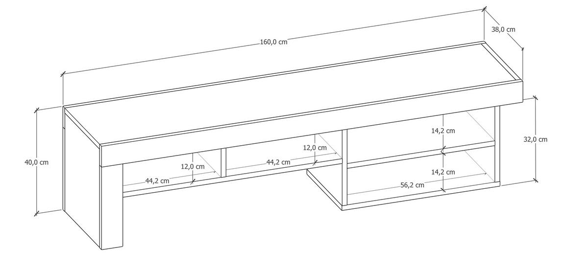 Tv-lowboard Hestia B: 160 Cm Eiche Dekor - Eichefarben, Design, Holzwerkstoff (160/40/38cm) - MID.YOU
