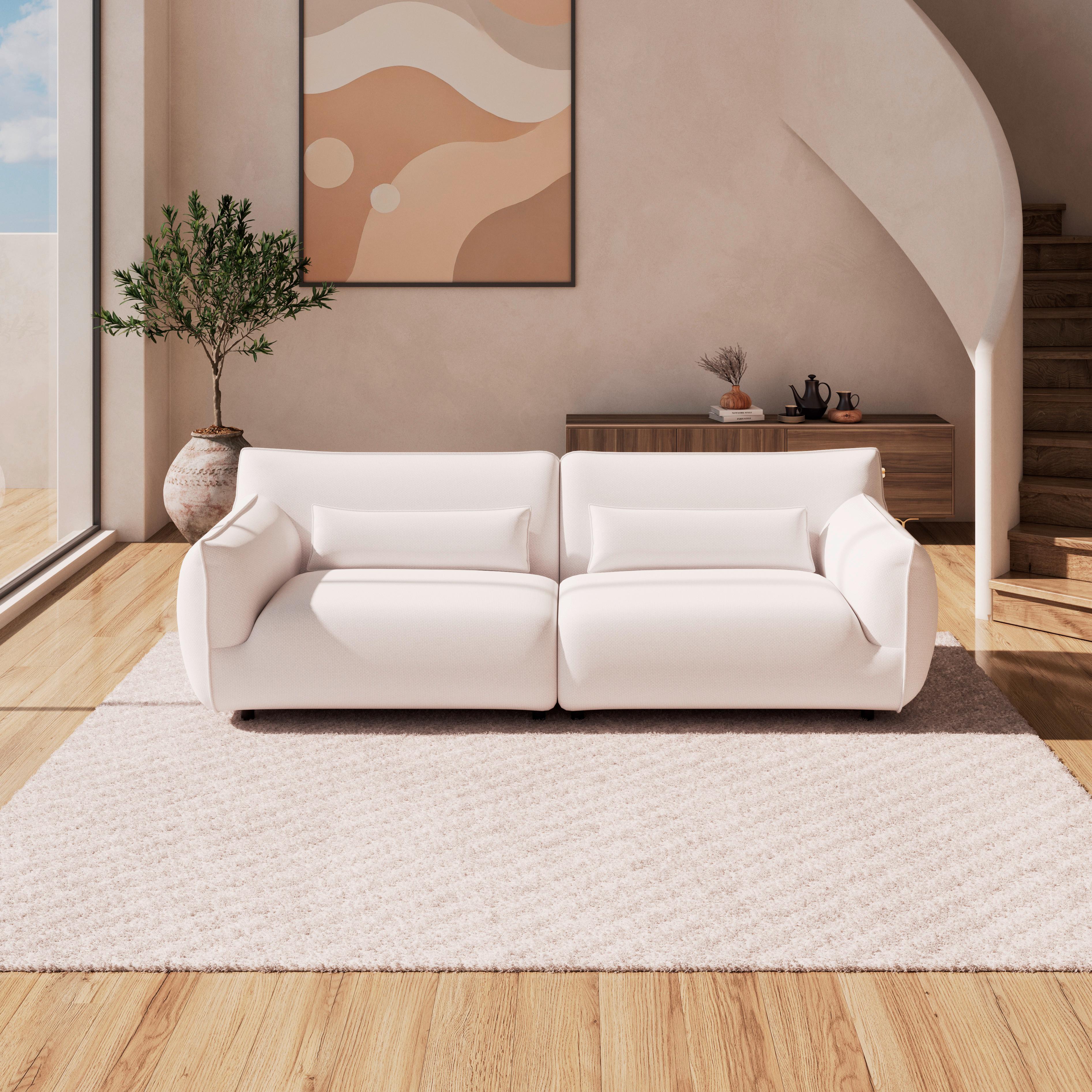 Velká pohovka CLARA, krémová - černá/béžová, Moderní, kov/dřevo (284/86/111cm) - Bessagi Home