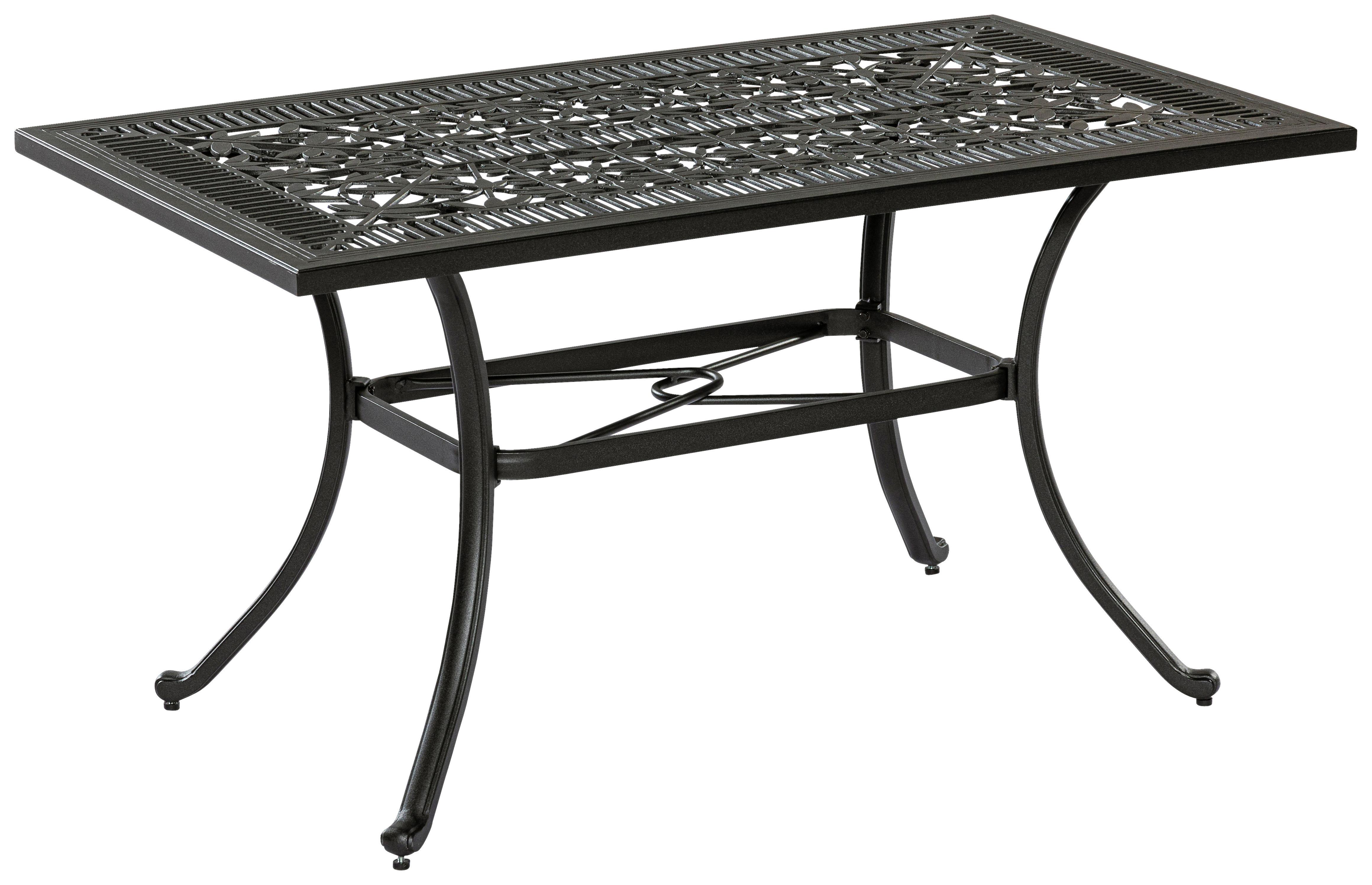 Gartentisch Aluminium L 140cm - Schwarz, KONVENTIONELL, Metall (140/80/73cm) - Gardenson