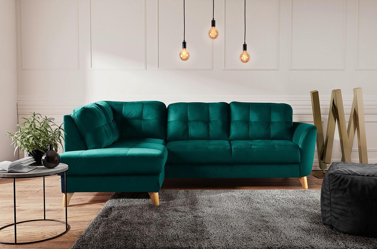 Ecksofa Nordic, Petrol S: 190x236 cm - Buchefarben/Petrol, Design, Textil (190/236cm) - Livetastic