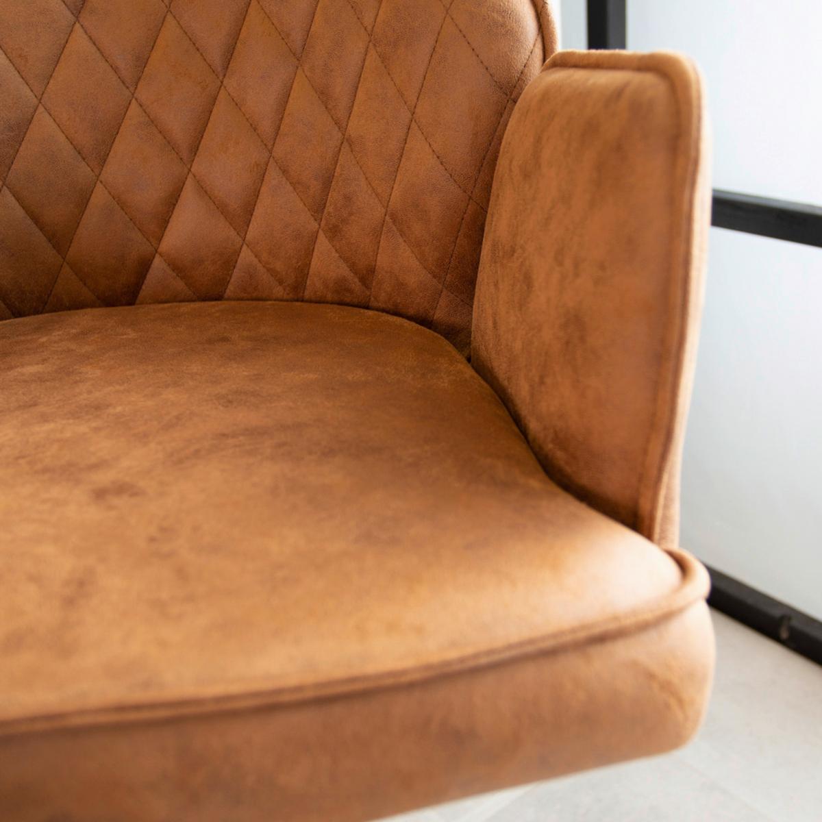 Barhocker Donny - Cognac/Schwarz, KONVENTIONELL, Textil/Metall (42/114/52cm) - MID.YOU