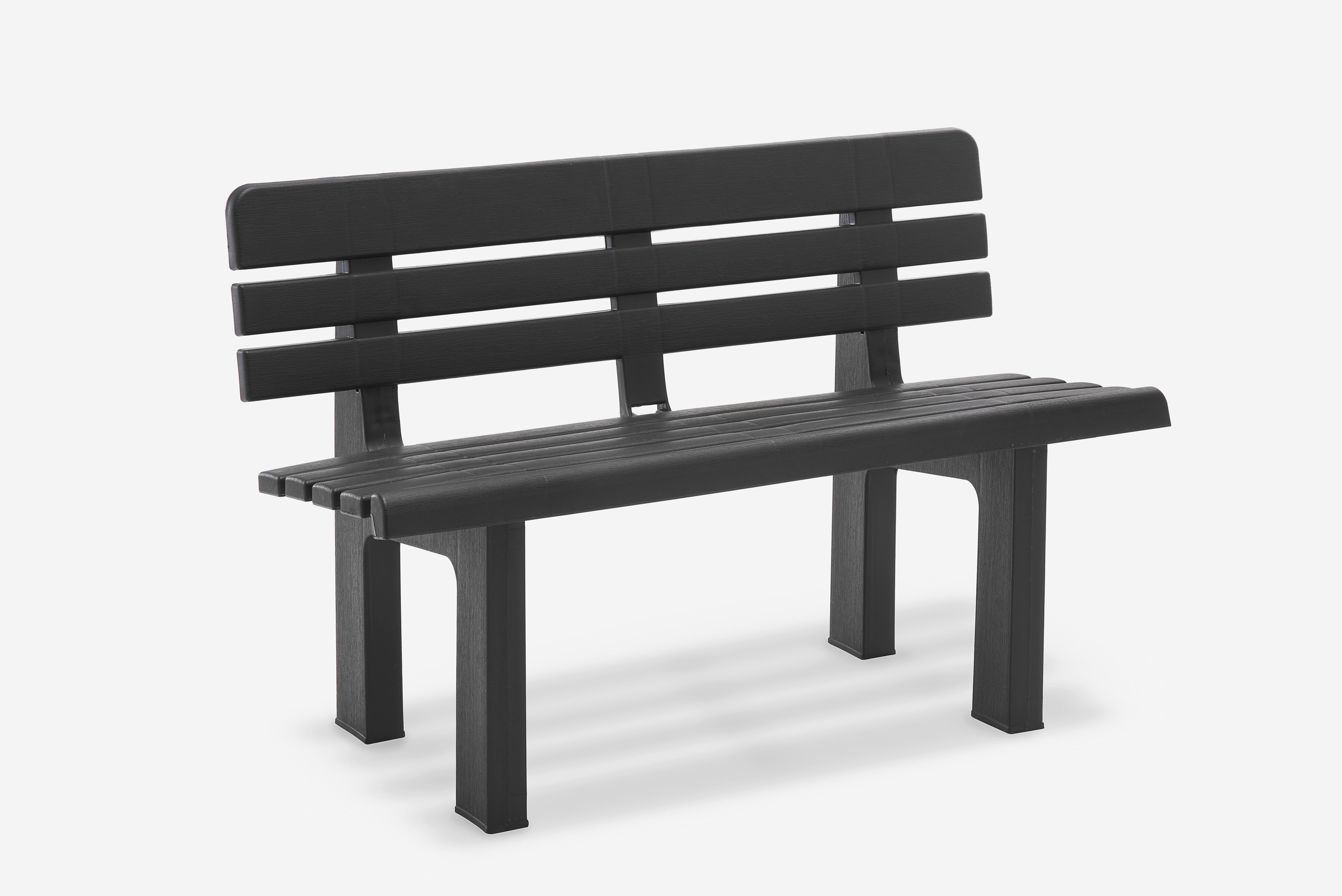 Gartenbank Kunststoff 2-Sitzer Genziana - Anthrazit, Basics, Kunststoff (110/71/52cm)