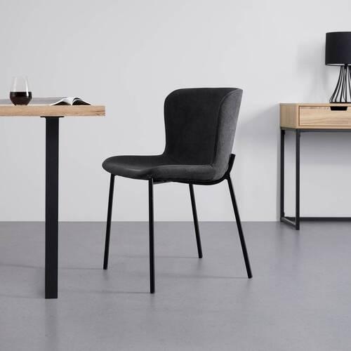 Židle NOEMIE tmavěšedá - černá/tmavě šedá, Moderní, kov/dřevo (46/79/56cm) - Bessagi Home