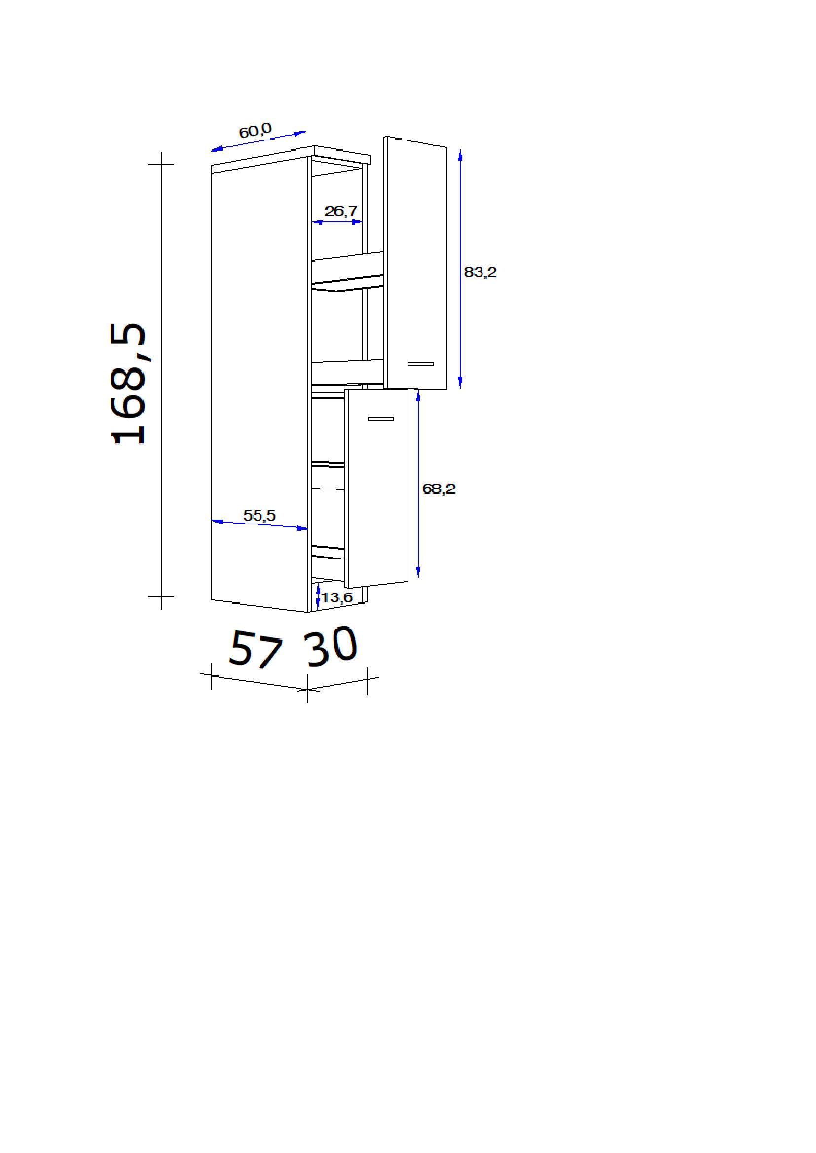 Apothekerschrank Samoa B: 30 cm Eiche Dekor/Weiß - Weiß/Sonoma Eiche, KONVENTIONELL, Holzwerkstoff (30/168,5/60cm) - FlexWell