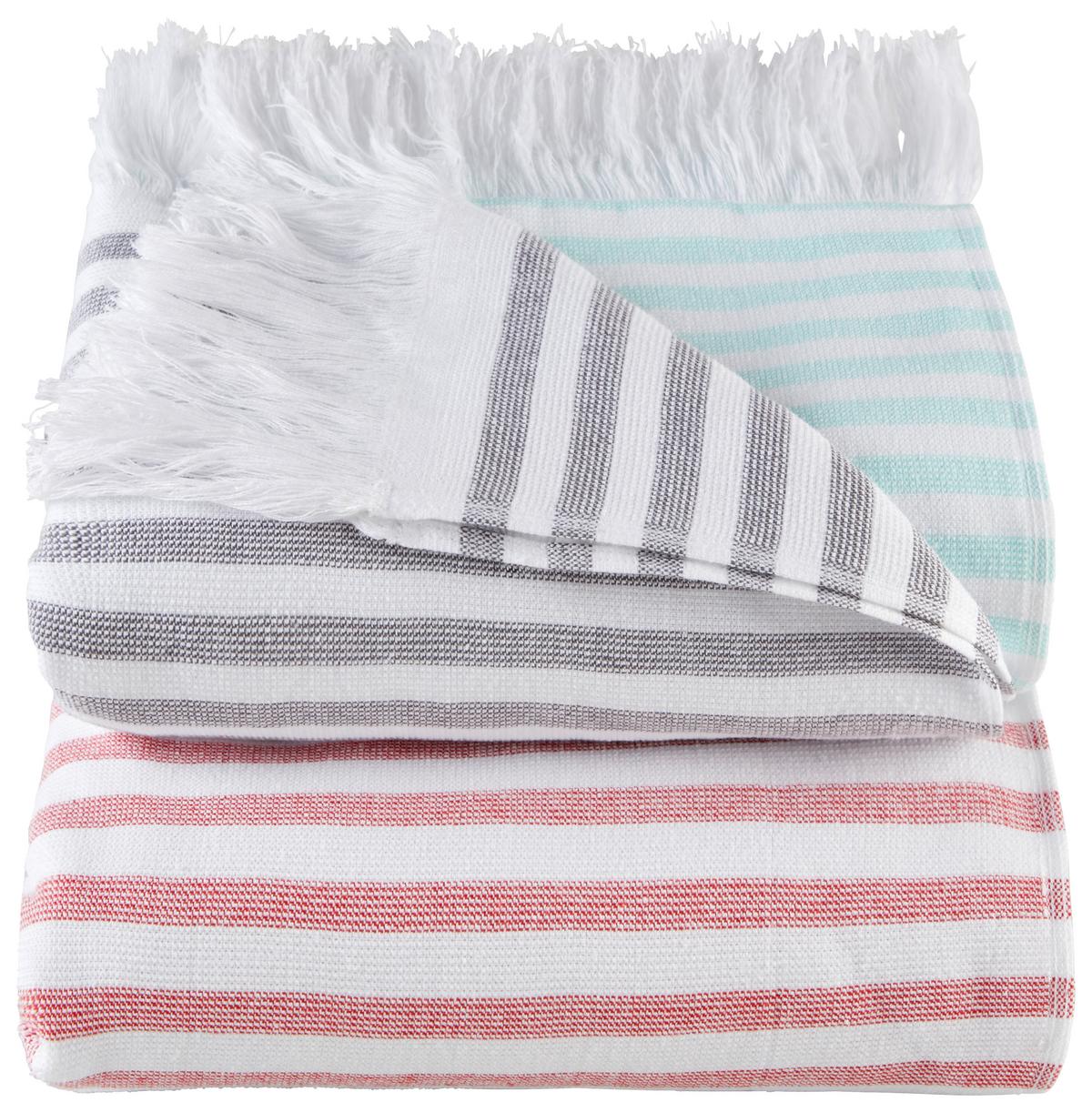 Hamamtuch Lotti - Blau/Rot, MODERN, Textil (80/180cm) - Luca Bessoni