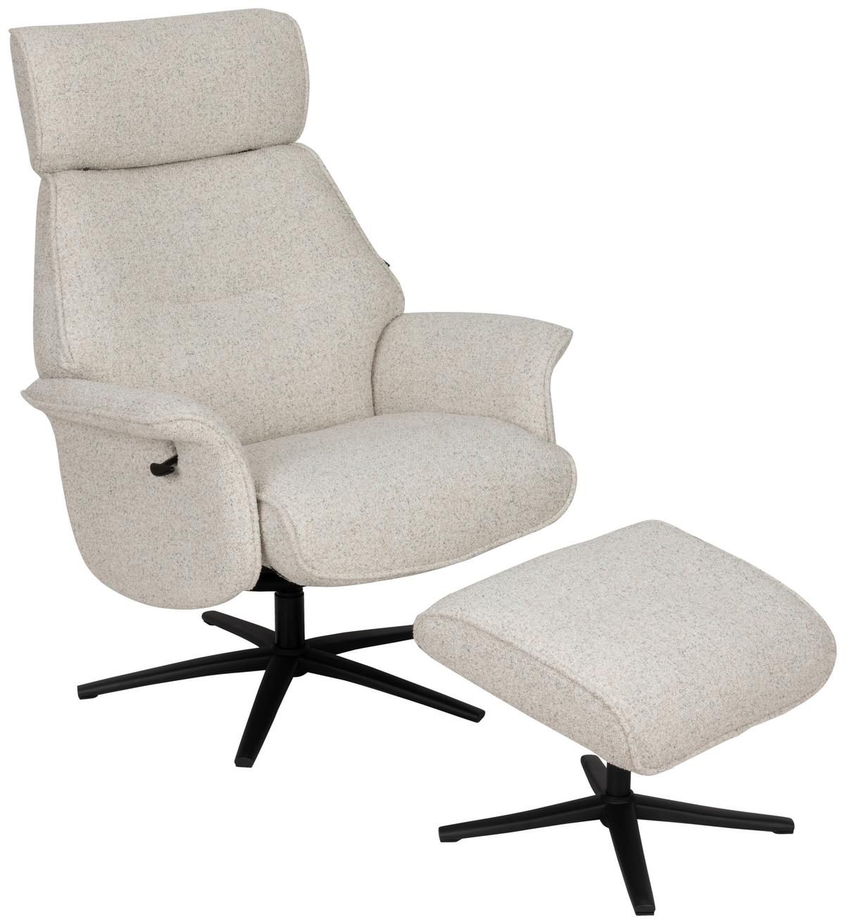 Relaxsesselset Mellow Beige B: 77 cm - Creme/Schwarz, Design, Holz/Textil (77/108/81cm) - Livetastic