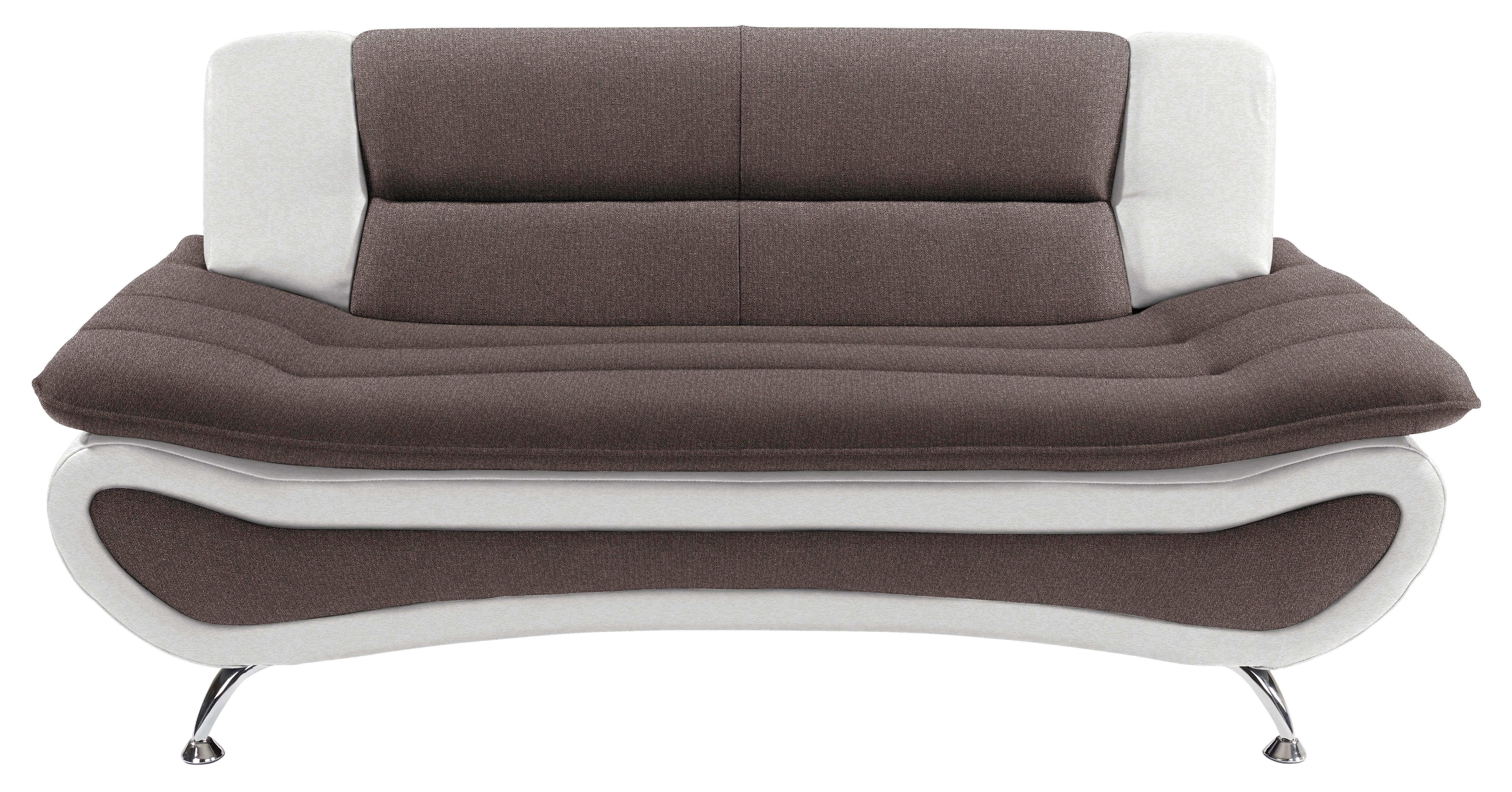 Zweisitzer-Sofa Atlantis B: 166cm - Chromfarben/Braun, MODERN, Textil (166/81/89cm)