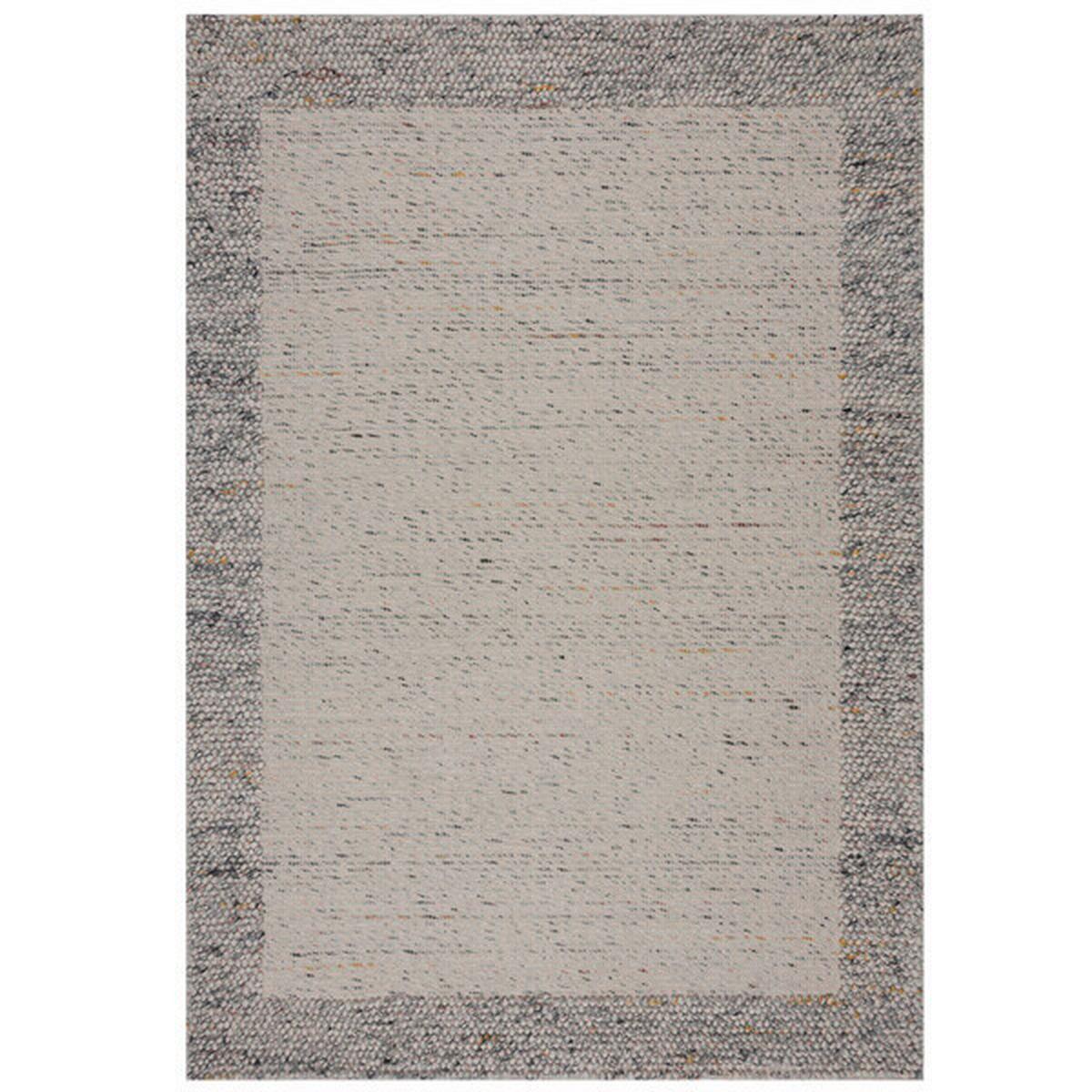 Handwebteppich Bbobble Wool Border - Schwarz/Weiß, Trend, Textil (160/230cm)