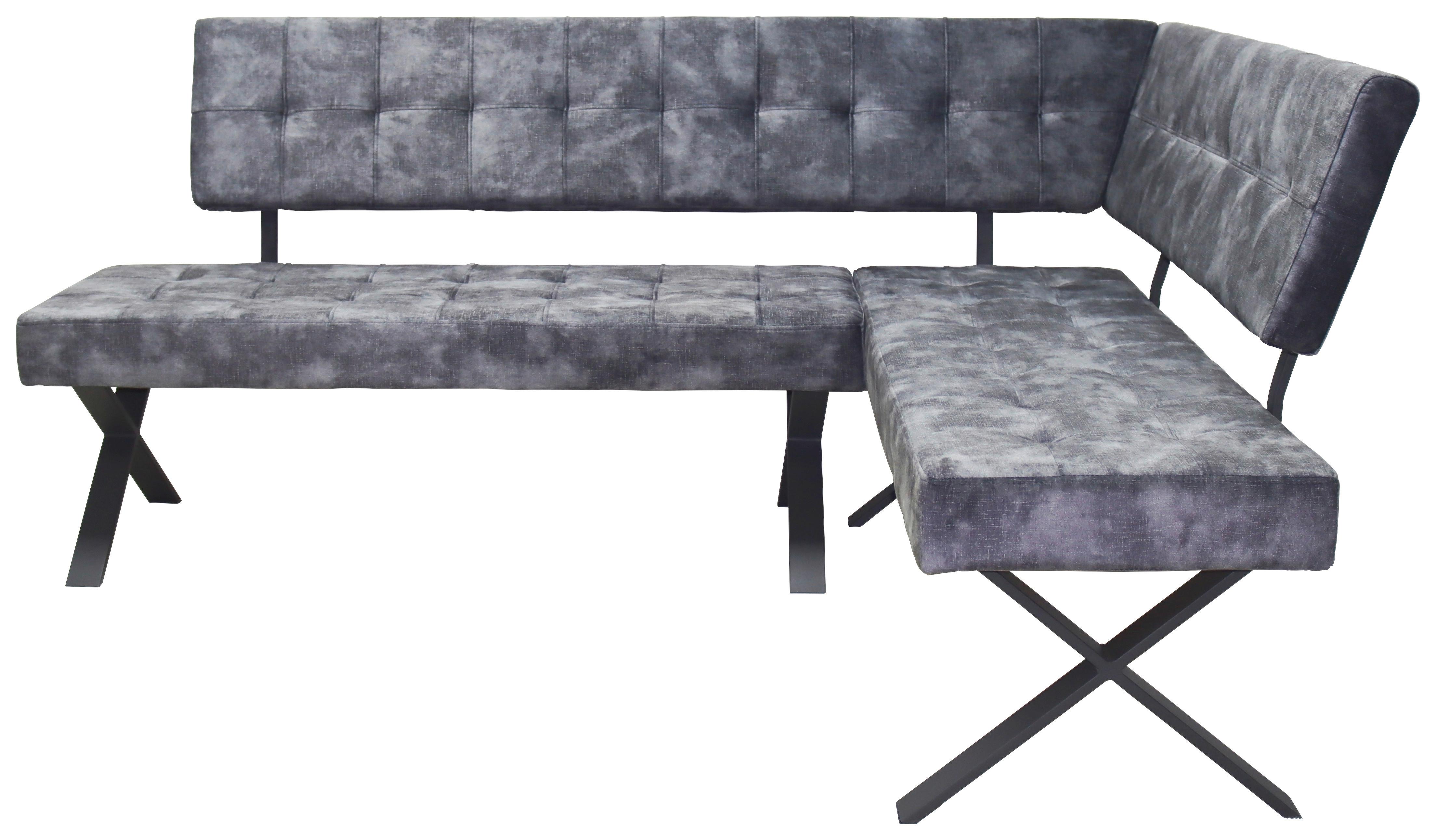 Eckbank Anthrazit Webstoff Donna 200x150 cm - Anthrazit/Schwarz, MODERN, Textil/Metall (200/150cm)