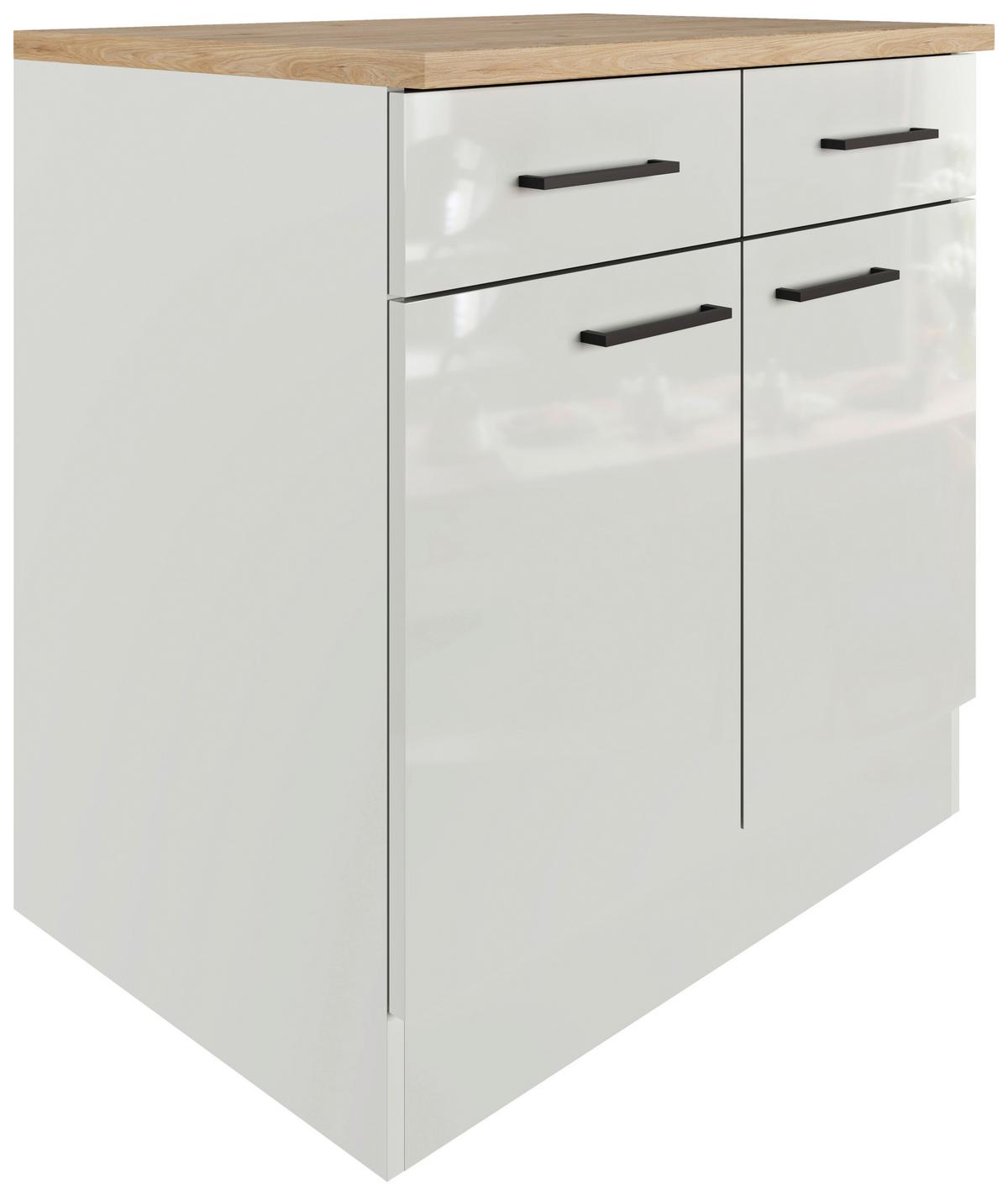 Kuchyňská spodní skříňka LEVI - šedá/černá, Moderní, kov/kompozitní dřevo (80/86/60cm) - FlexWell