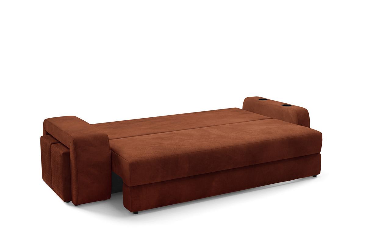 Schlafsofa Ines Rostfarben B: 258cm - Rostfarben/Schwarz, Design, Textil (258/98/95cm) - Livetastic