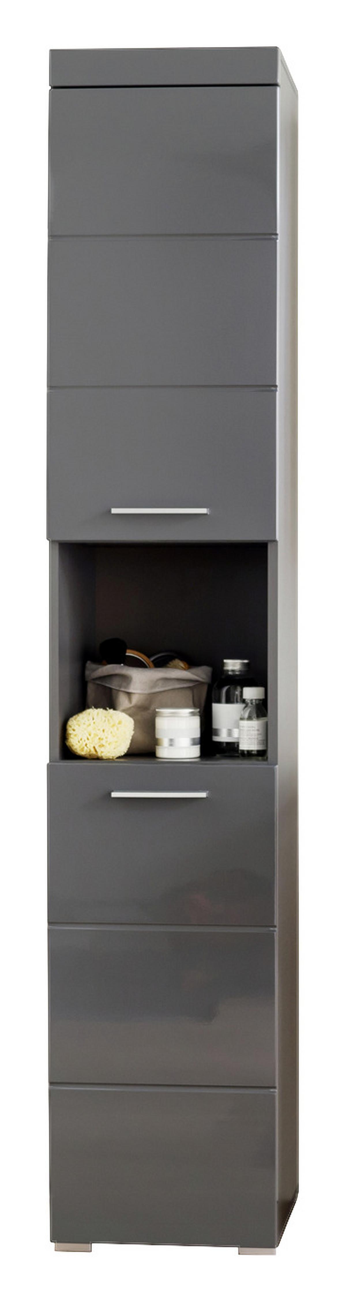 Hochschrank Amanda B: 37 Cm Grau - Silberfarben/Grau, MODERN, Holzwerkstoff (37/190/31cm) - MID.YOU
