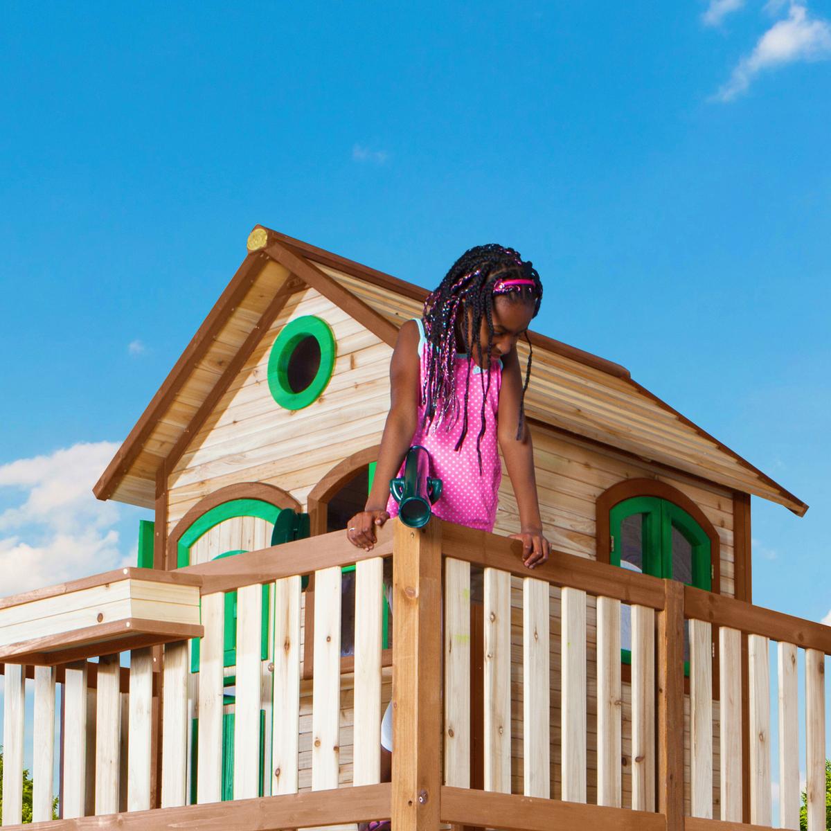 Spielturm A030.152.80 - Braun/Grau, KONVENTIONELL, Holz/Kunststoff (541/291/277cm) - Ambia Garden
