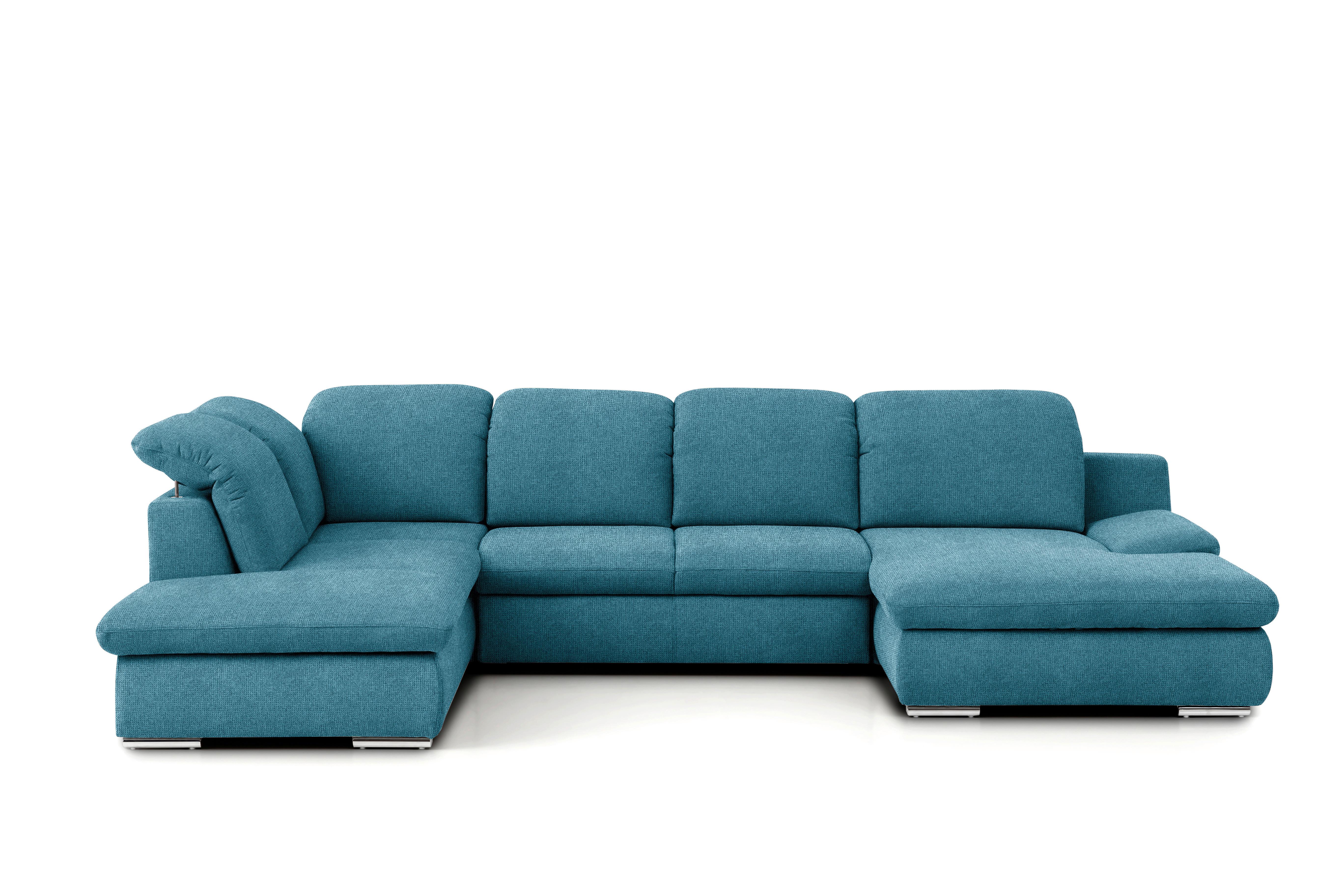 Wohnlandschaft Isona Blau Chenille - Chromfarben/Blau, Design, Textil (212/353/165cm) - Livetastic