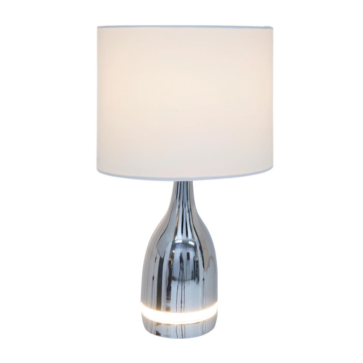 Led-tischlampe Weiß/ Chromfarben Textilschirm - Chromfarben/Weiß, KONVENTIONELL, Kunststoff/Textil (25/43,5cm) - Näve
