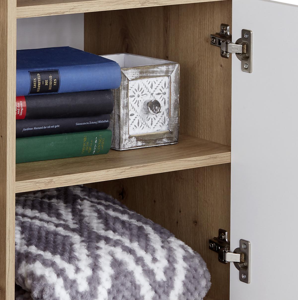 Komód Box 98/85 Cm - tölgyfa/fehér, Modern, faalapú anyag (99/85/40cm) - Ondega