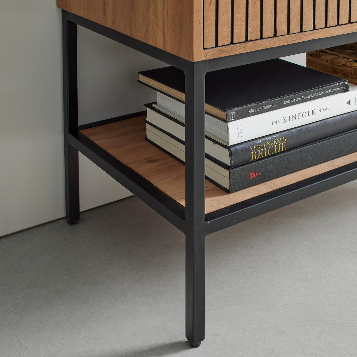 Vysoká komoda z akácie KODA - hnedá/čierna, Modern, kov/drevo (90/180/42cm) - Mömax