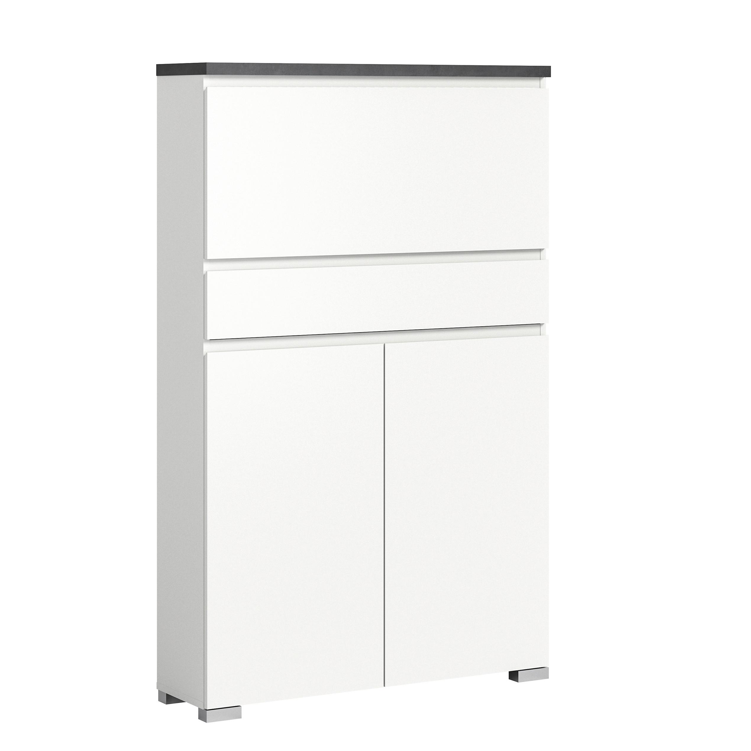 Schuhschrank Shoelove Weiß, Grau B: 95cm - Silberfarben/Weiß, MODERN, Holzwerkstoff (95/152/27cm)