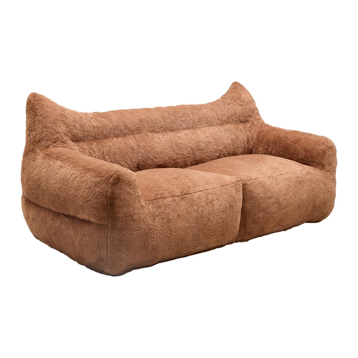 Dvojmiestna pohovka LENI, hnedá umelá kožušina - hnedá, Modern, textil (190/80/92cm) - Mömax