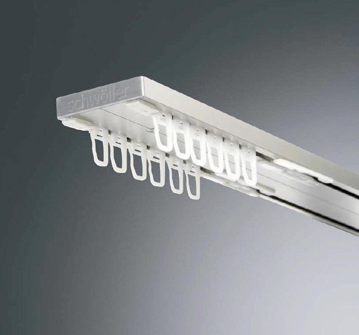 Vorhangschiene 2-läufig 240cm Aluminium Weiß Inkl. Zubehör - Weiß, KONVENTIONELL, Metall (240cm) - Ondega