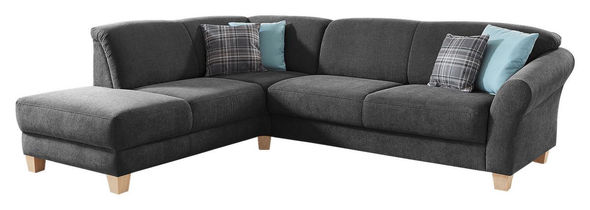 Ecksofa Gotland schwarz, 212x257 cm - Schwarz/Naturfarben, KONVENTIONELL, Textil (212/257cm) - Sit & More