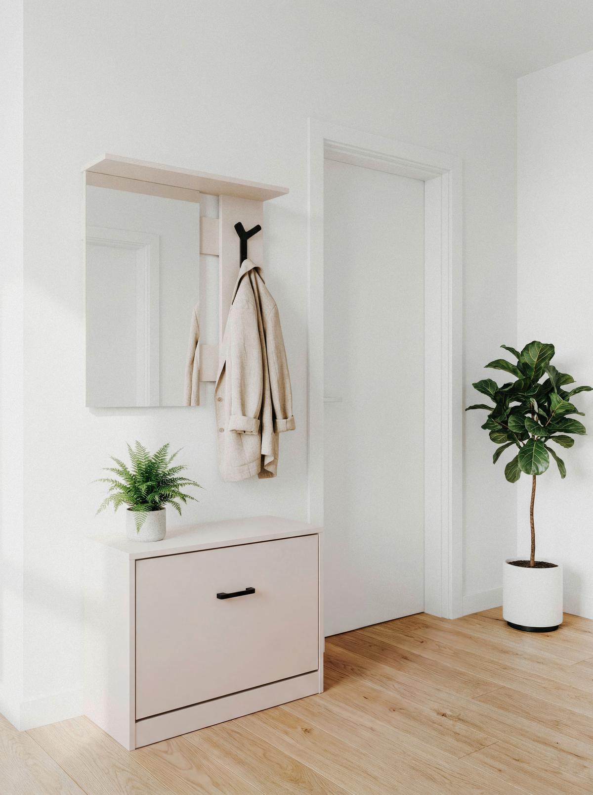 Garderobe Limone Beige B: 56cm - Beige, Design, Glas/Holzwerkstoff (56/180/24,5cm)