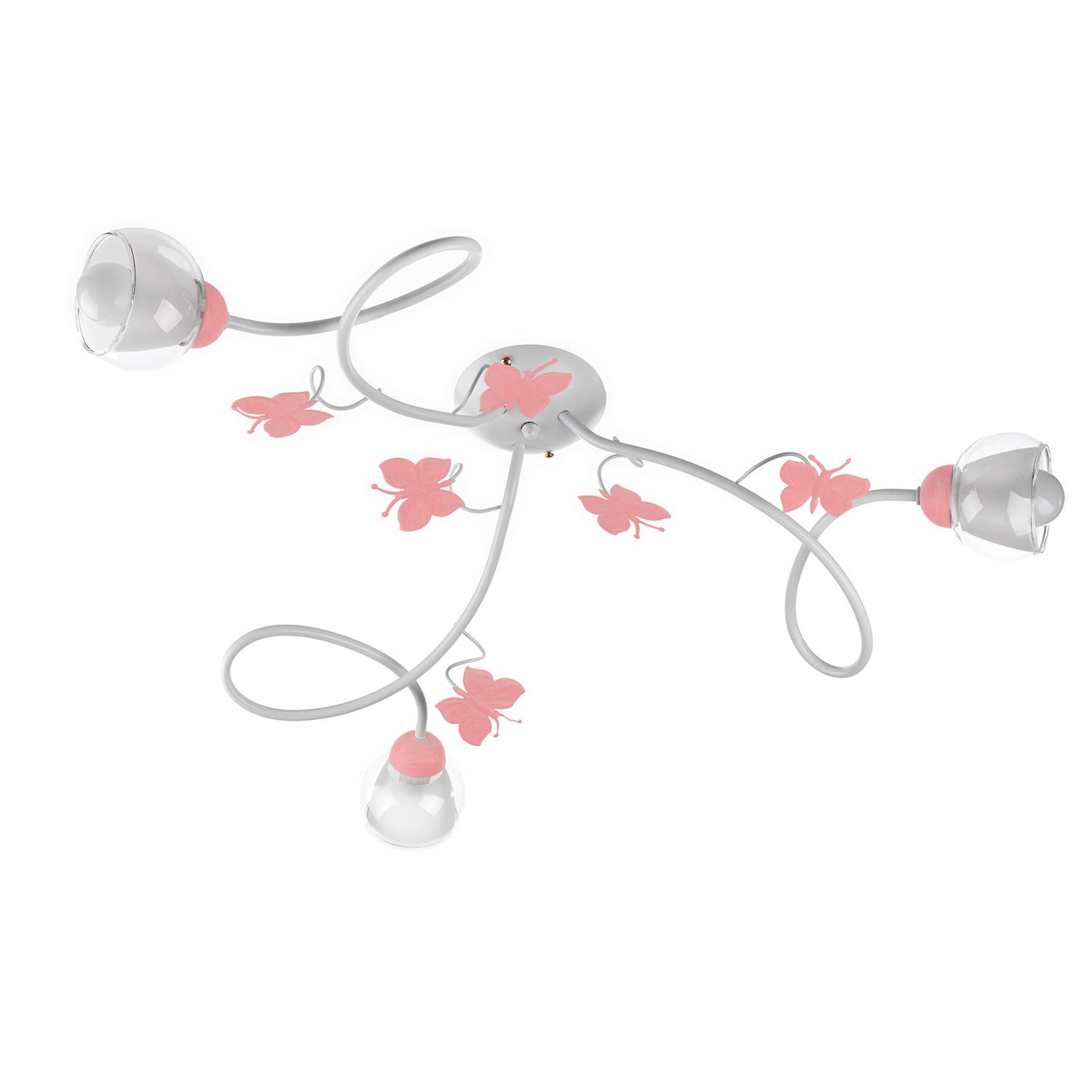 Kinderdeckenleuchte 4924/pl3 - Pink/Weiß, Basics, Glas/Metall (80/20cm)