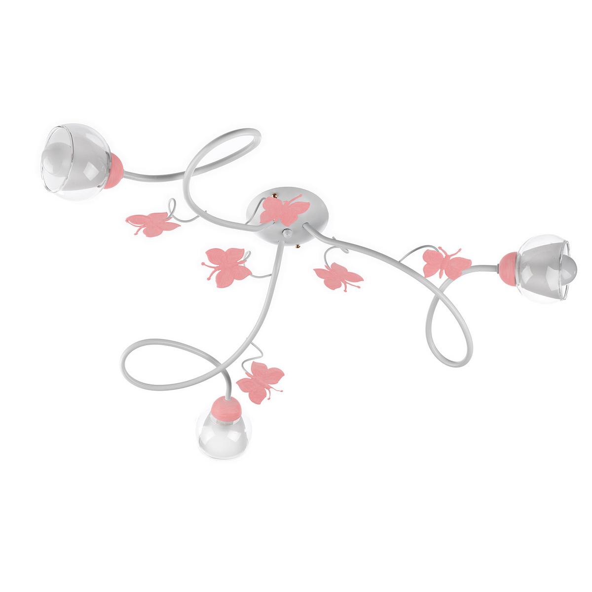 Kinderdeckenleuchte 4924/pl3 - Pink/Weiß, Basics, Glas/Metall (80/20cm)