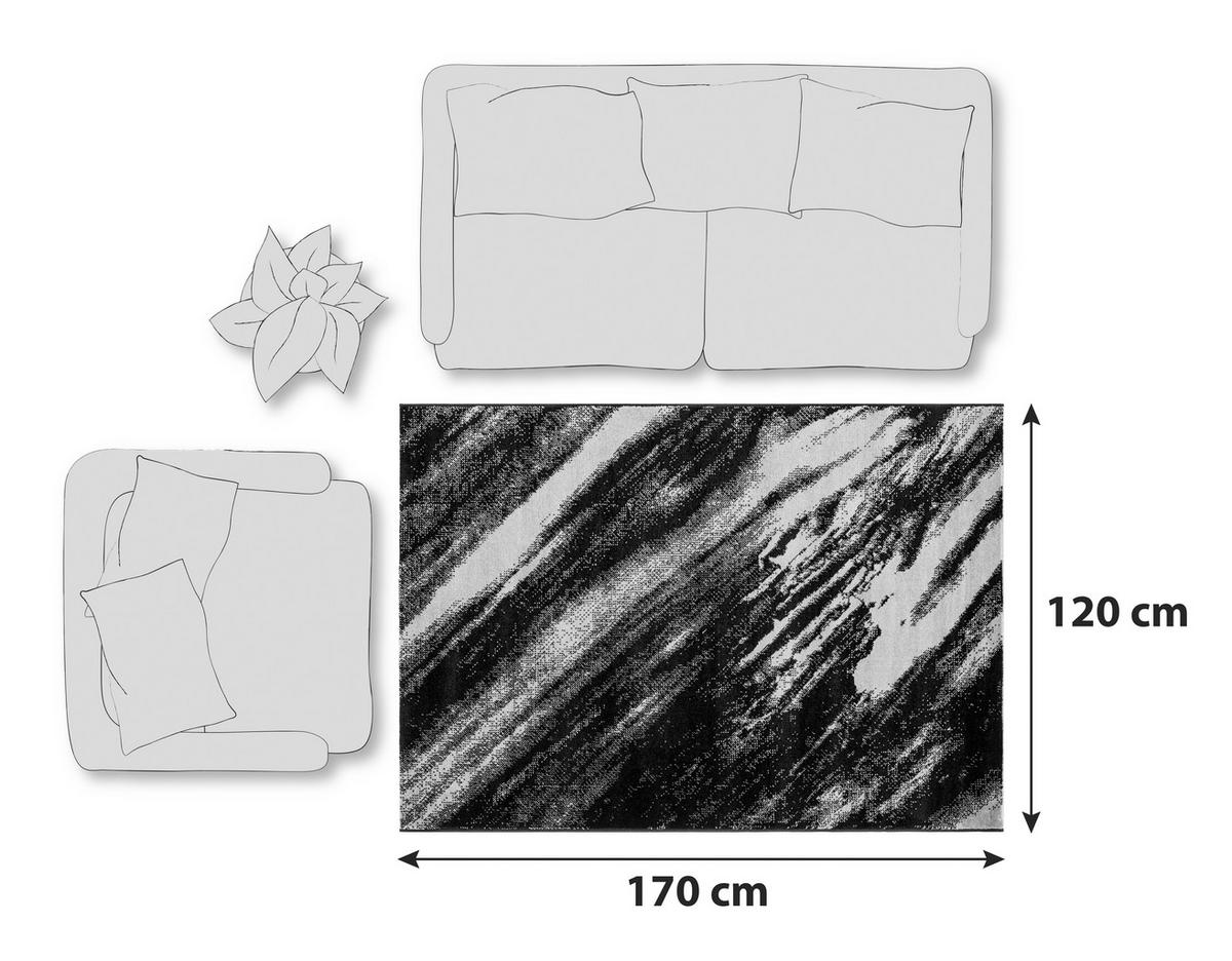 Webteppich Blau/Schwarz/Beige 120x170 cm - Blau/Beige, Basics, Textil (120/170cm) - James Wood