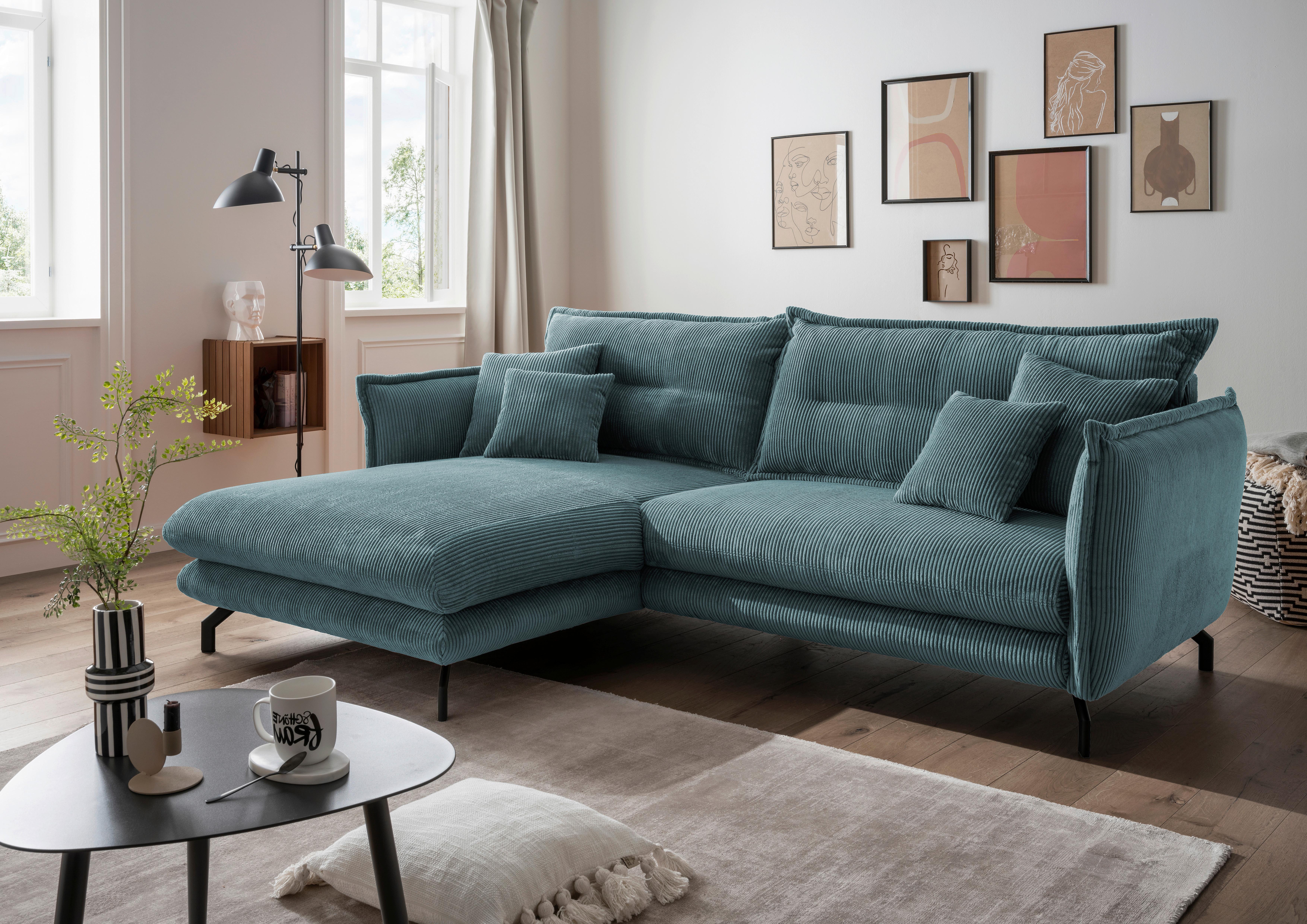 Ecksofa Lava Petrol S: 180/255 cm - Petrol/Schwarz, MODERN, Textil (180/255cm) - Livetastic