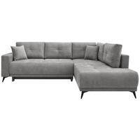 Rohová sedačka TEXAS, pravá, sivohnedý velúr - čierna/taupe, Konventionell, drevo/textil (259/203cm) - Based