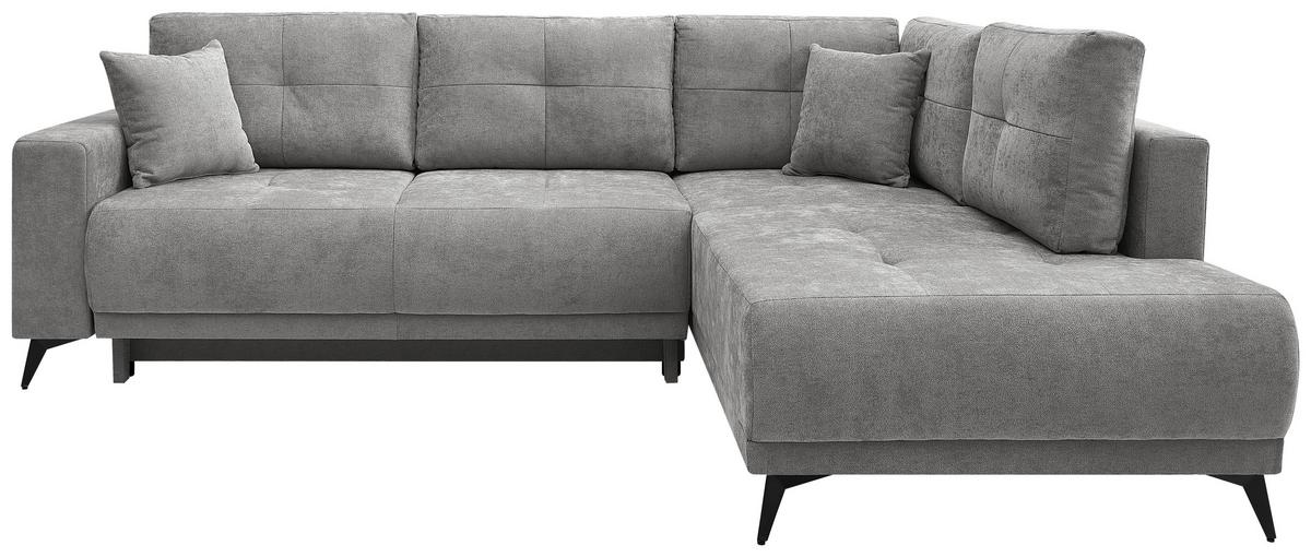 Rohová sedačka TEXAS, pravá, sivohnedý velúr - čierna/taupe, Konventionell, drevo/textil (259/203cm) - Based