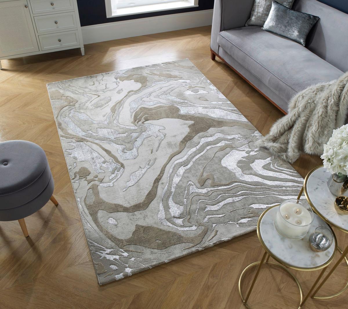 Webteppich Marbled - Beige, KONVENTIONELL, Textil (200/290cm)