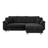Rohová sedačka ALEX, tmavě šedý manšestr - tmavě šedá/přírodní barvy, Moderní, textil/plast (246/88cm)