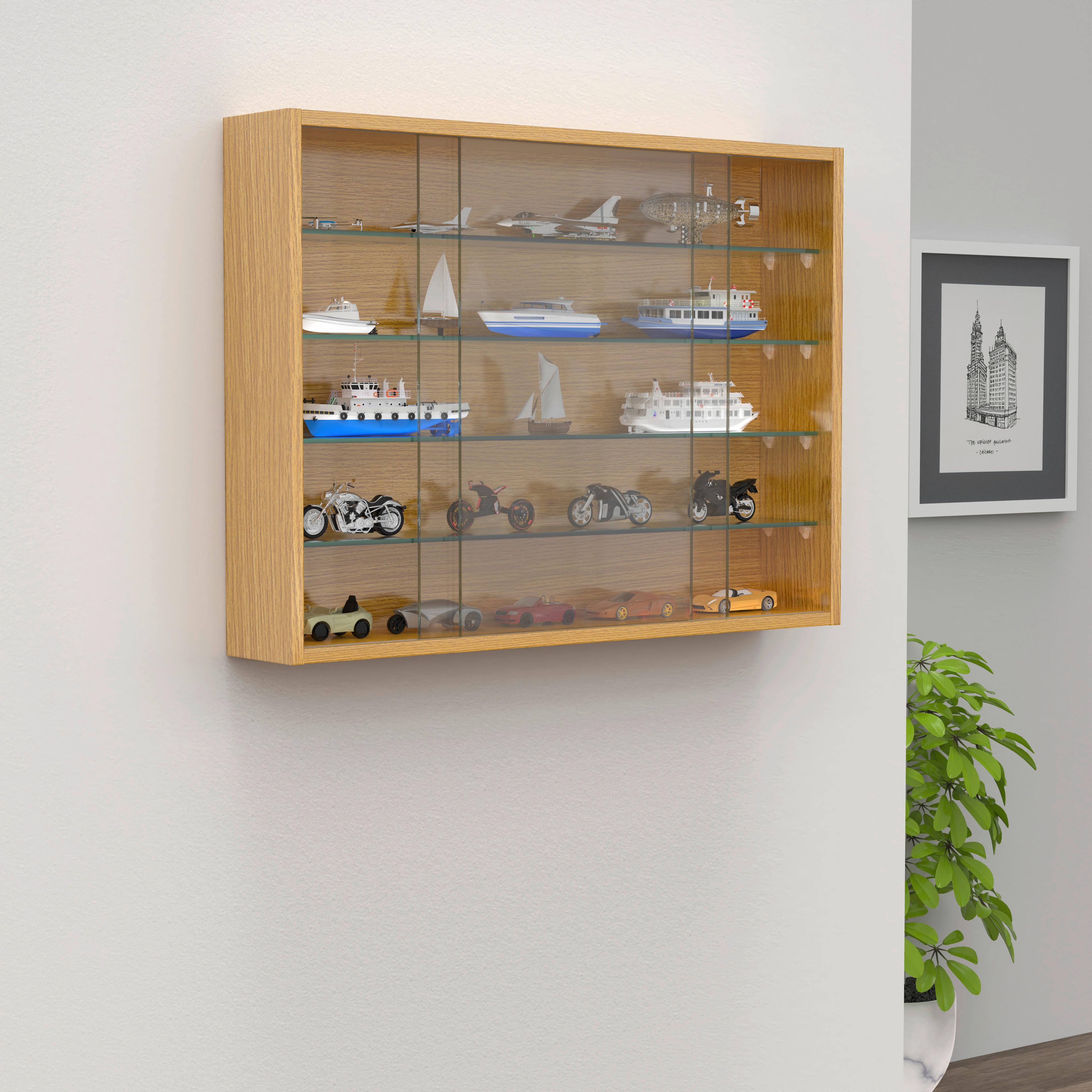 Hängevitrine Drivalo Eiche Dekor B: 75 Cm - Honigeiche/Transparent, Design, Glas/Holzwerkstoff (75/55/12cm) - MID.YOU