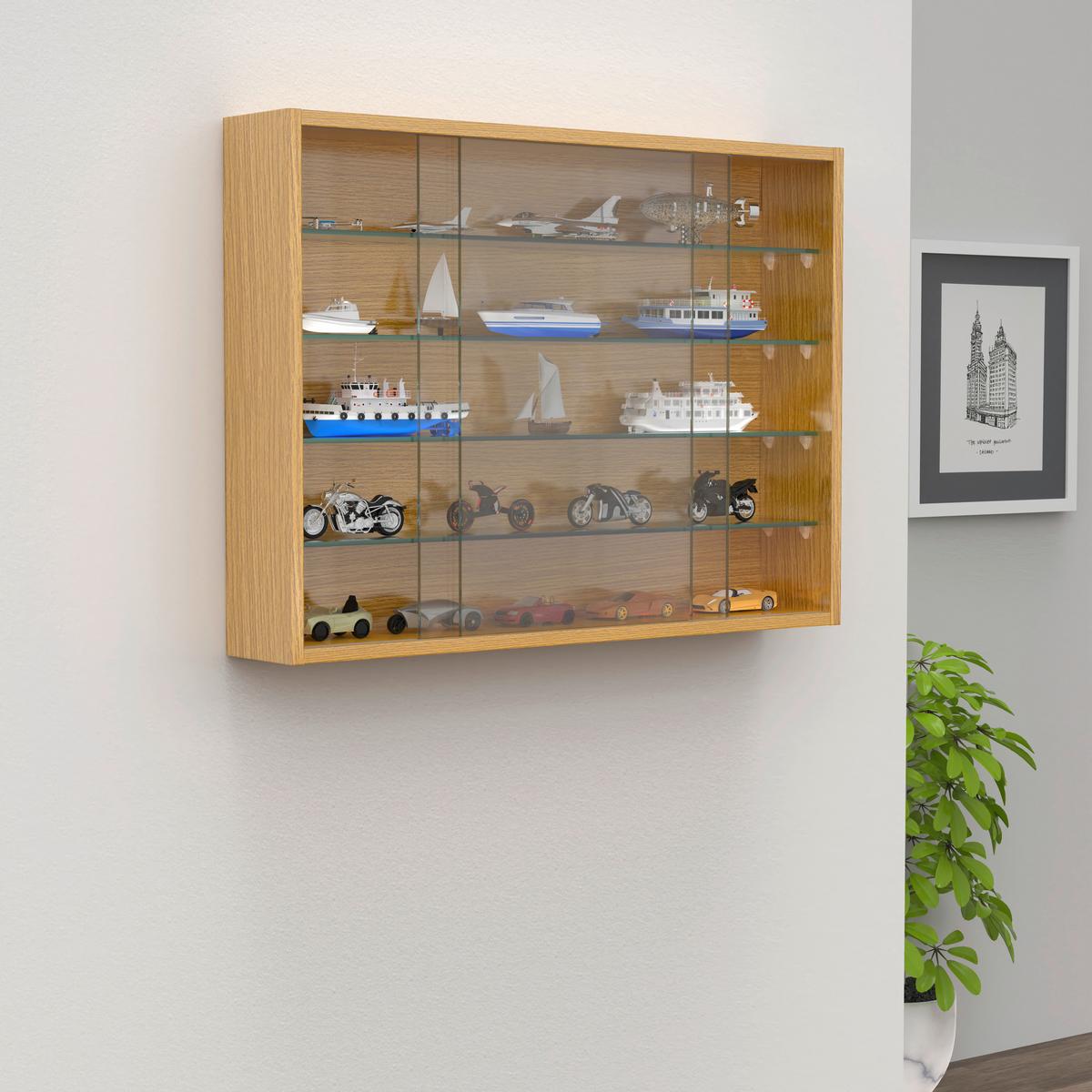 Hängevitrine Drivalo Eiche Dekor B: 75 Cm - Honigeiche/Transparent, Design, Glas/Holzwerkstoff (75/55/12cm) - MID.YOU