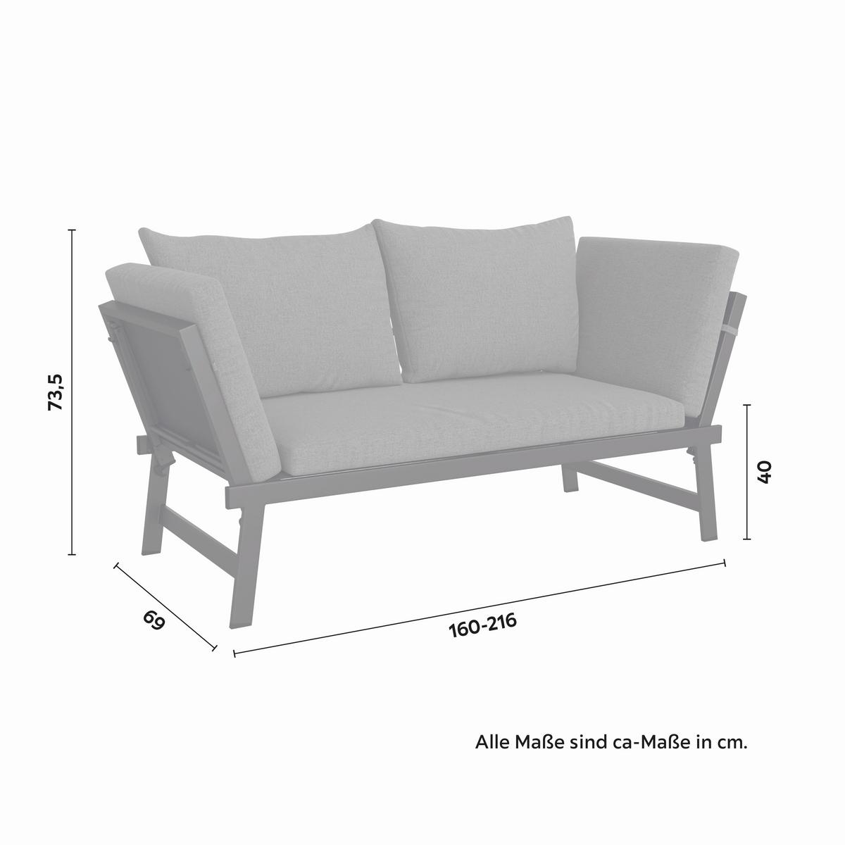 ZAHRADNÍ LAVICE ZALE - antracitová, Moderní, kov/textil