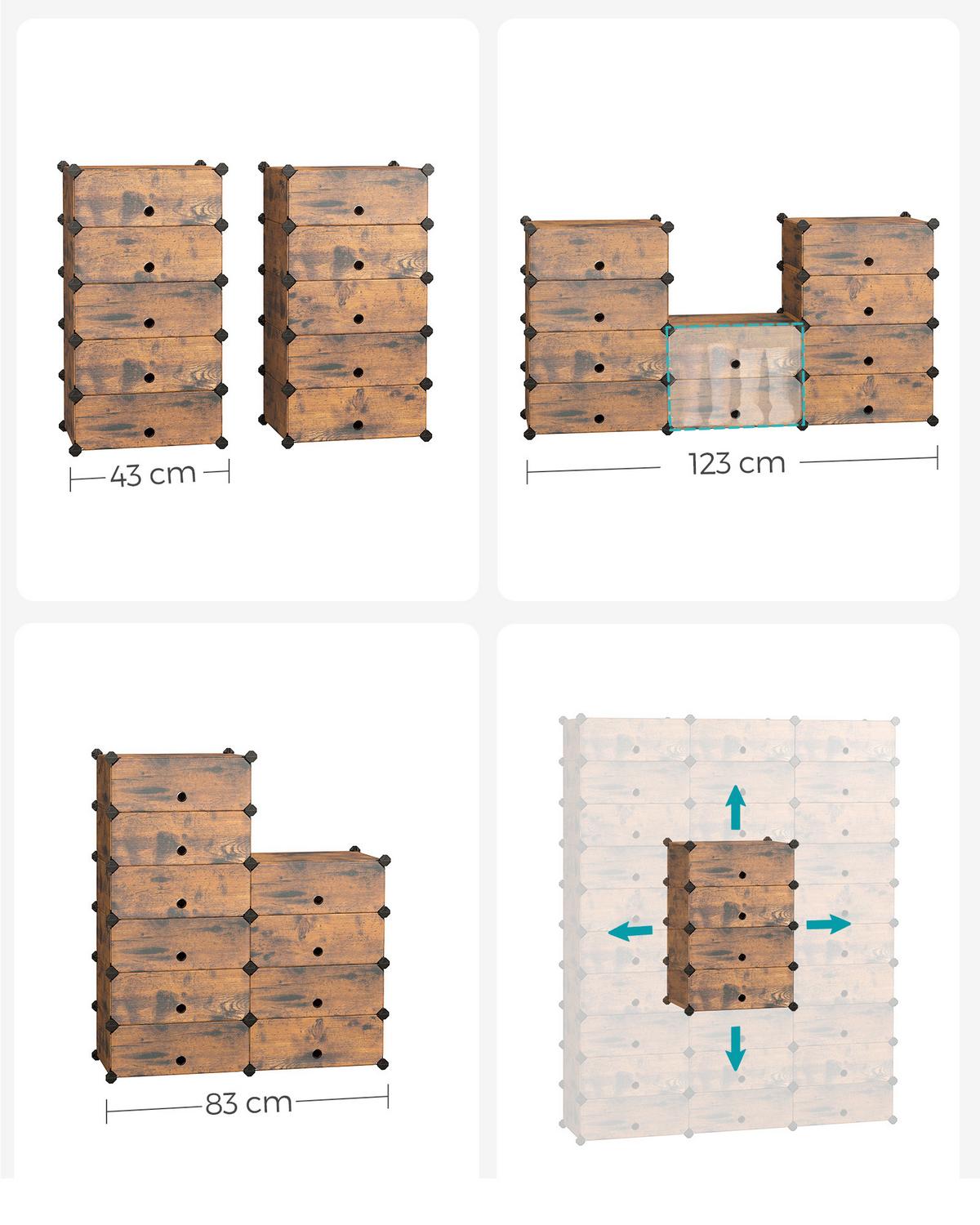 Schuhregal Braun B: 43 Cm - Braun, Basics, Kunststoff/Metall (43/173/31cm)