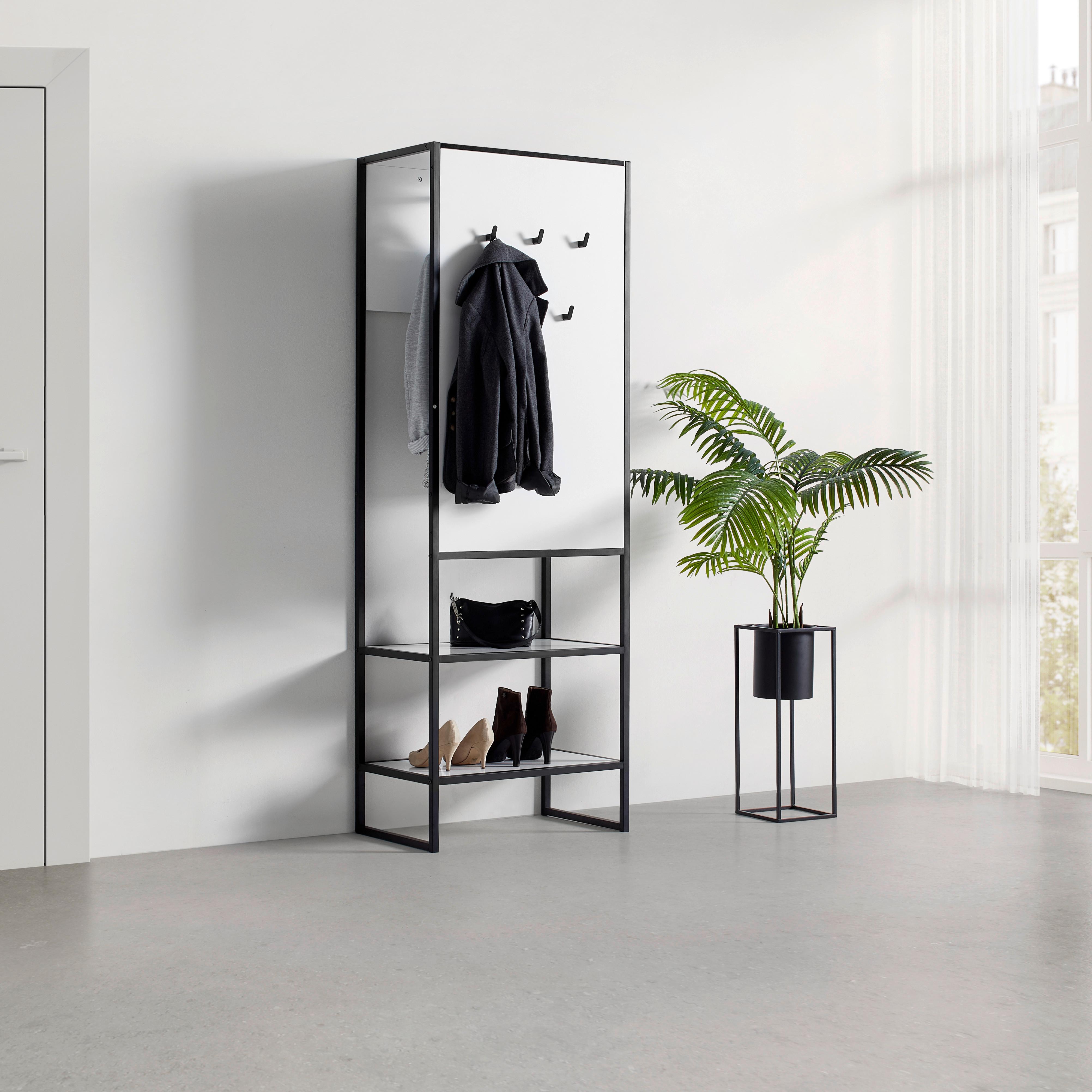 Šatna HILLA HILLA -EXKLUSIV- - bílá/černá, Moderní, kov/kompozitní dřevo (64/185/40cm) - Mömax