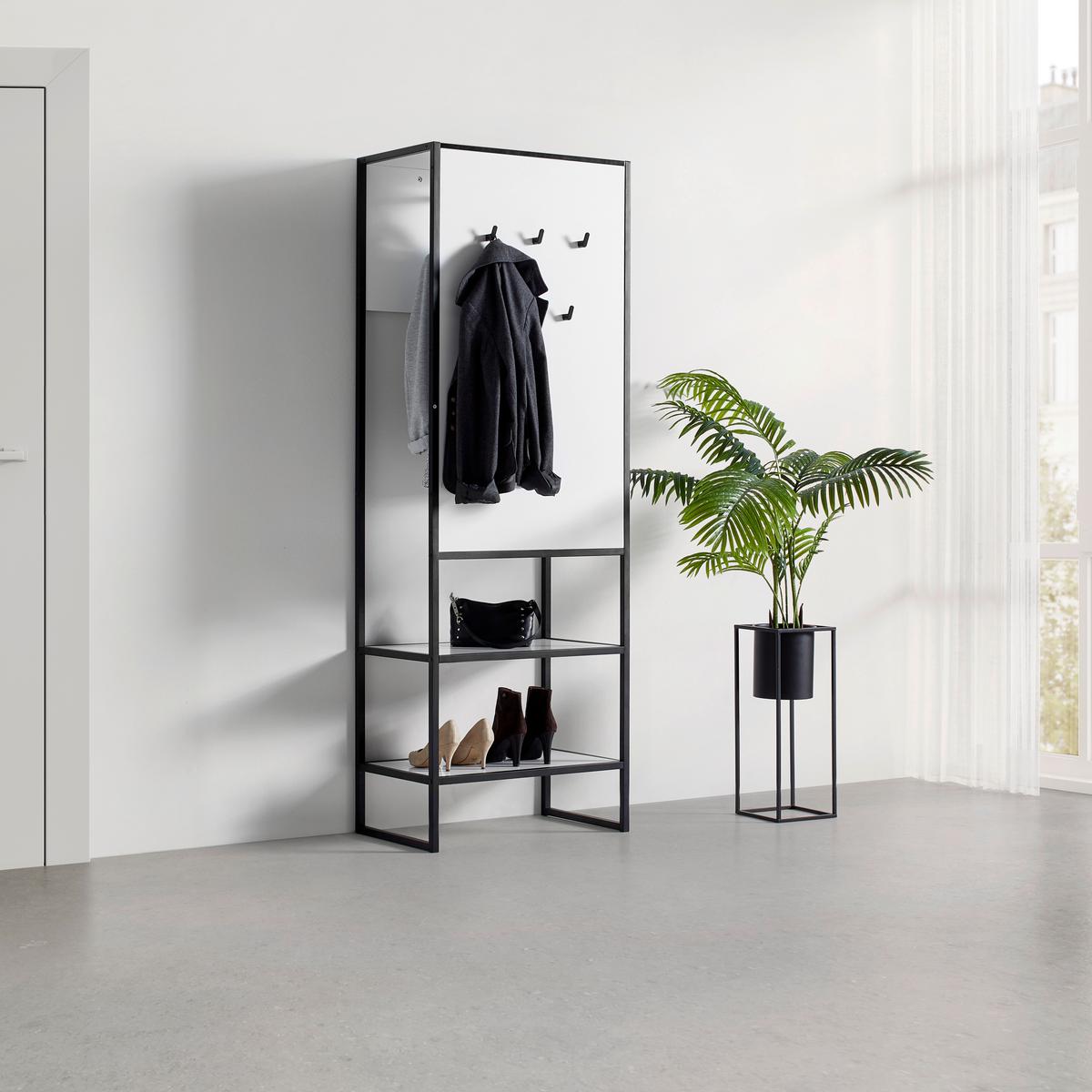 Šatna HILLA HILLA -EXKLUSIV- - bílá/černá, Moderní, kov/kompozitní dřevo (64/185/40cm) - Mömax