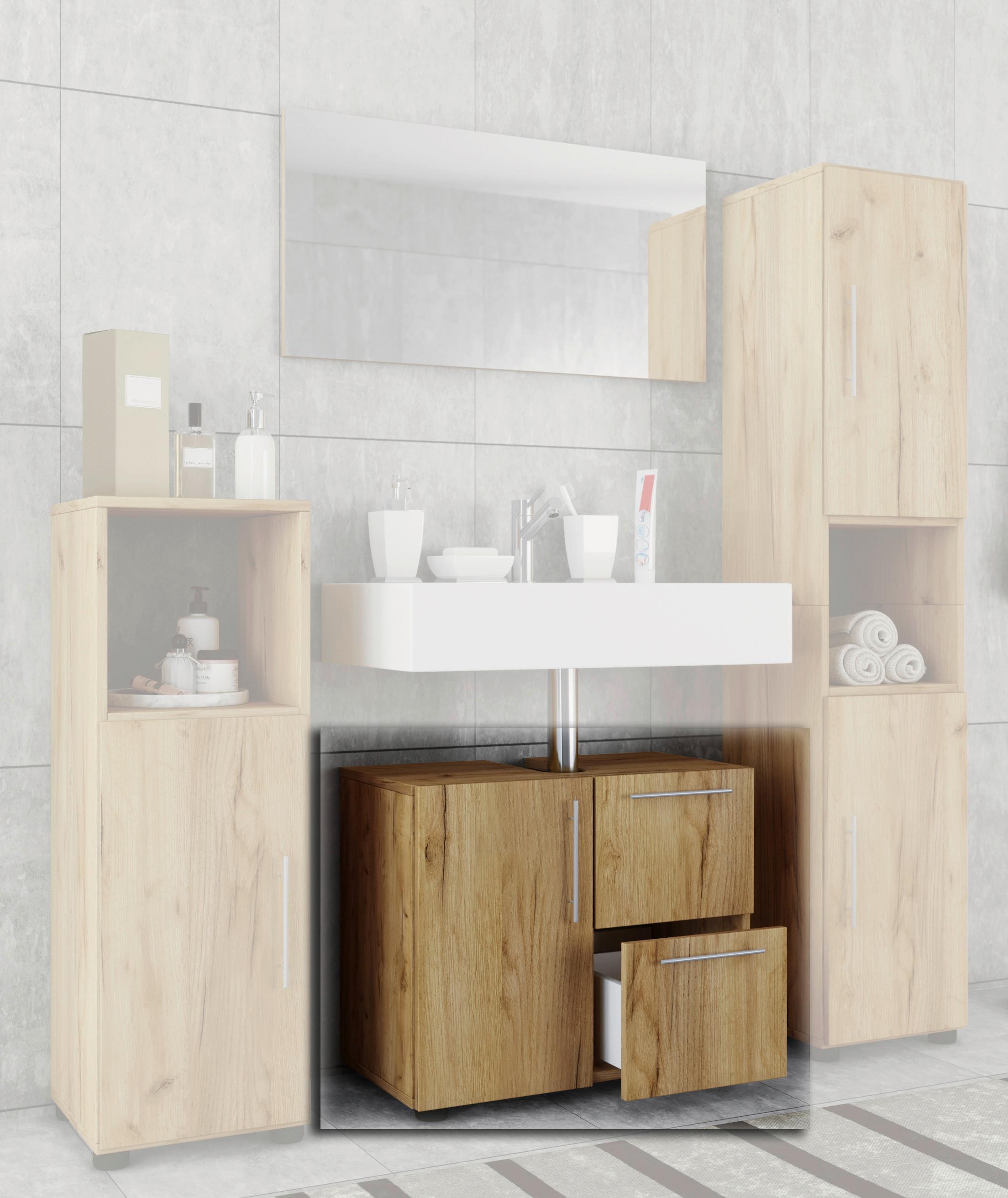 Waschbeckenunterschrank Flandu B: 61 cm, Eichefarben Honig - Honigeiche/Eichefarben, MODERN, Holzwerkstoff (61/51/32cm) - MID.YOU