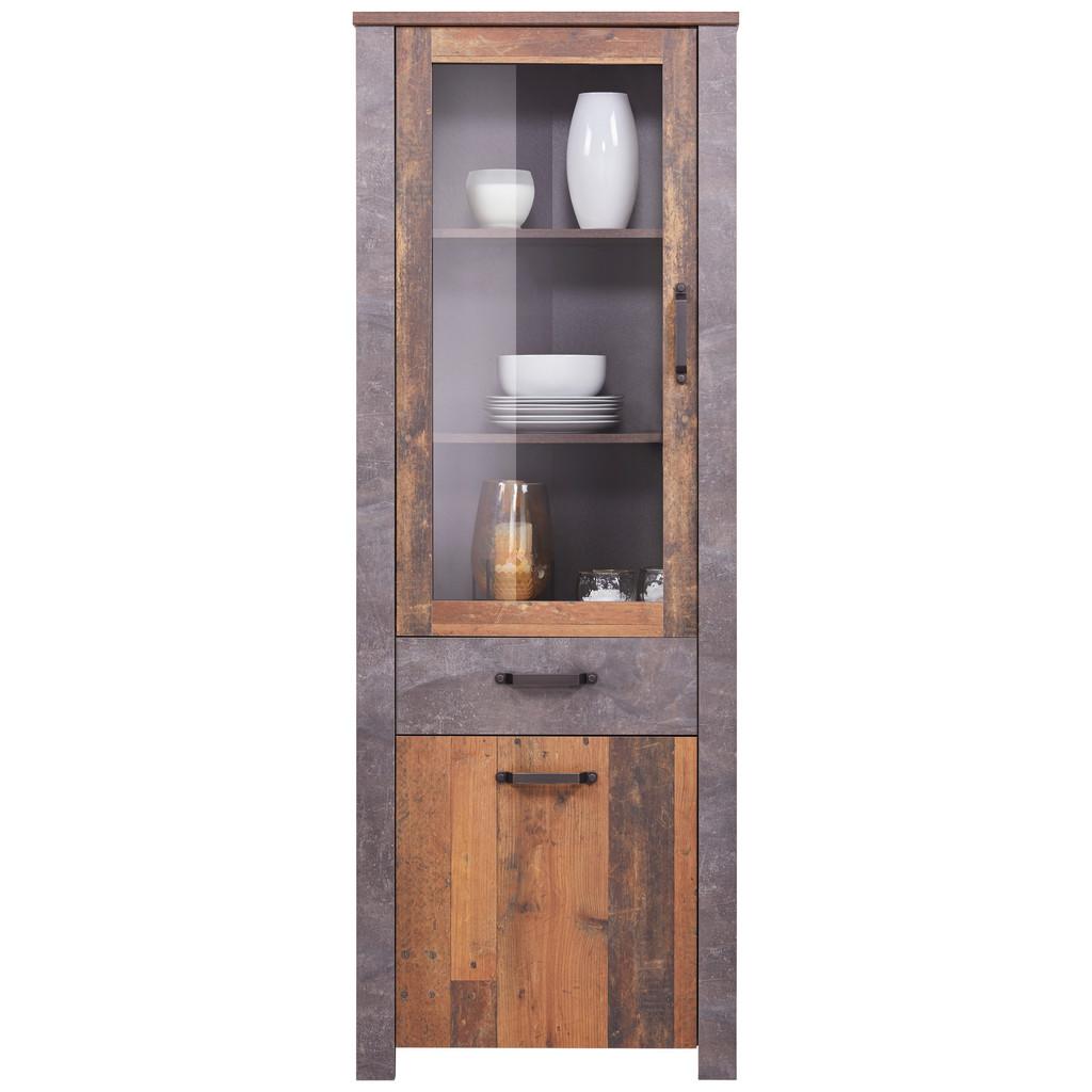 Vitrine Ontario B: 71,4 cm Old Style Dekor/Betonoptik