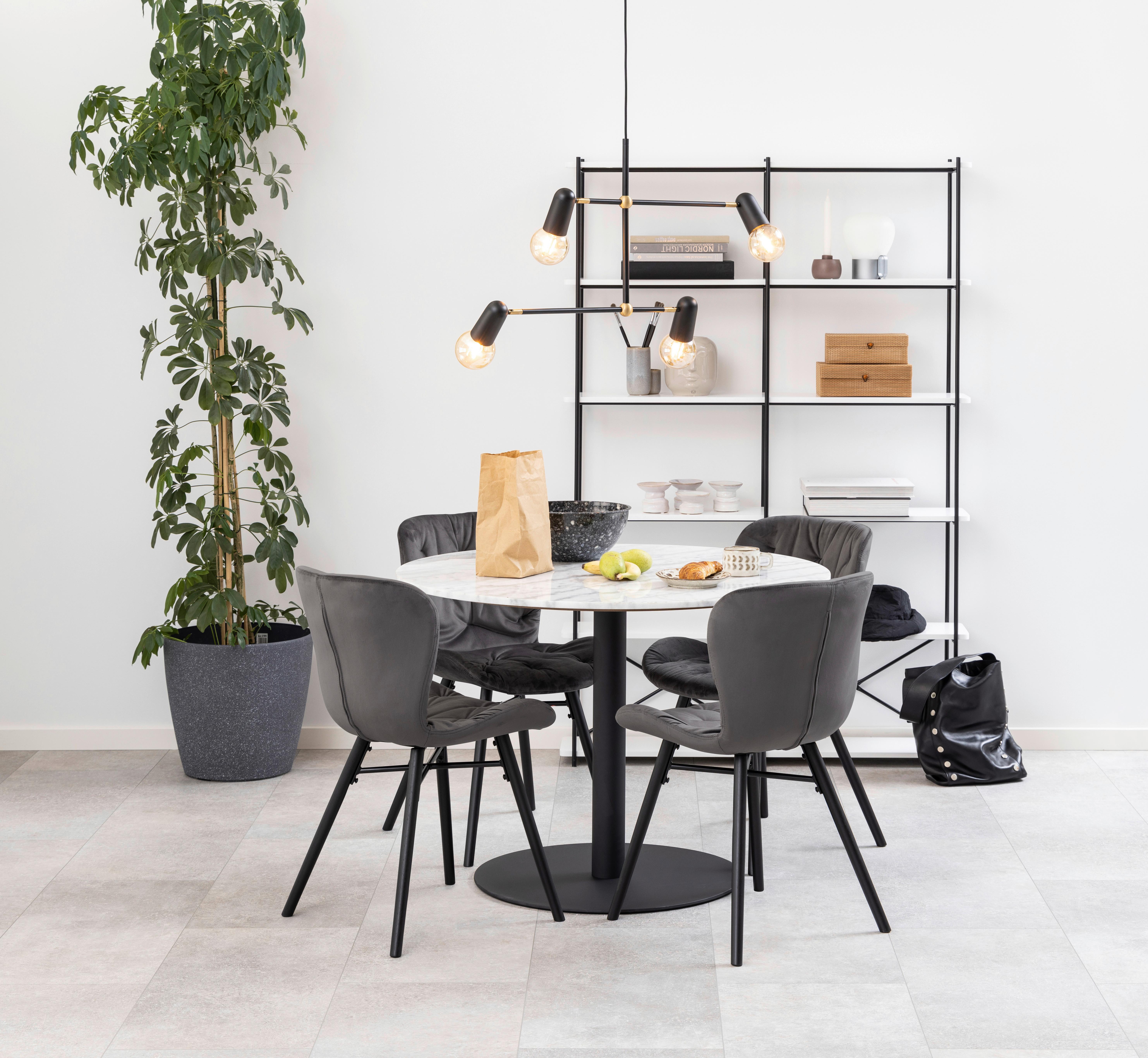 Jídelní stůl CORBY 105 cm - bílá/černá, Trend, kov/kámen (105/105/75cm) - Ambia Home