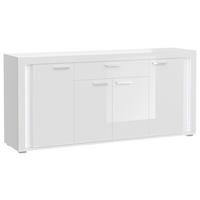 Sideboard Skylight Weiß B: 182 cm - Weiß Hochglanz/Silberfarben, Design, Holzwerkstoff (182/84/42cm) - MID.YOU