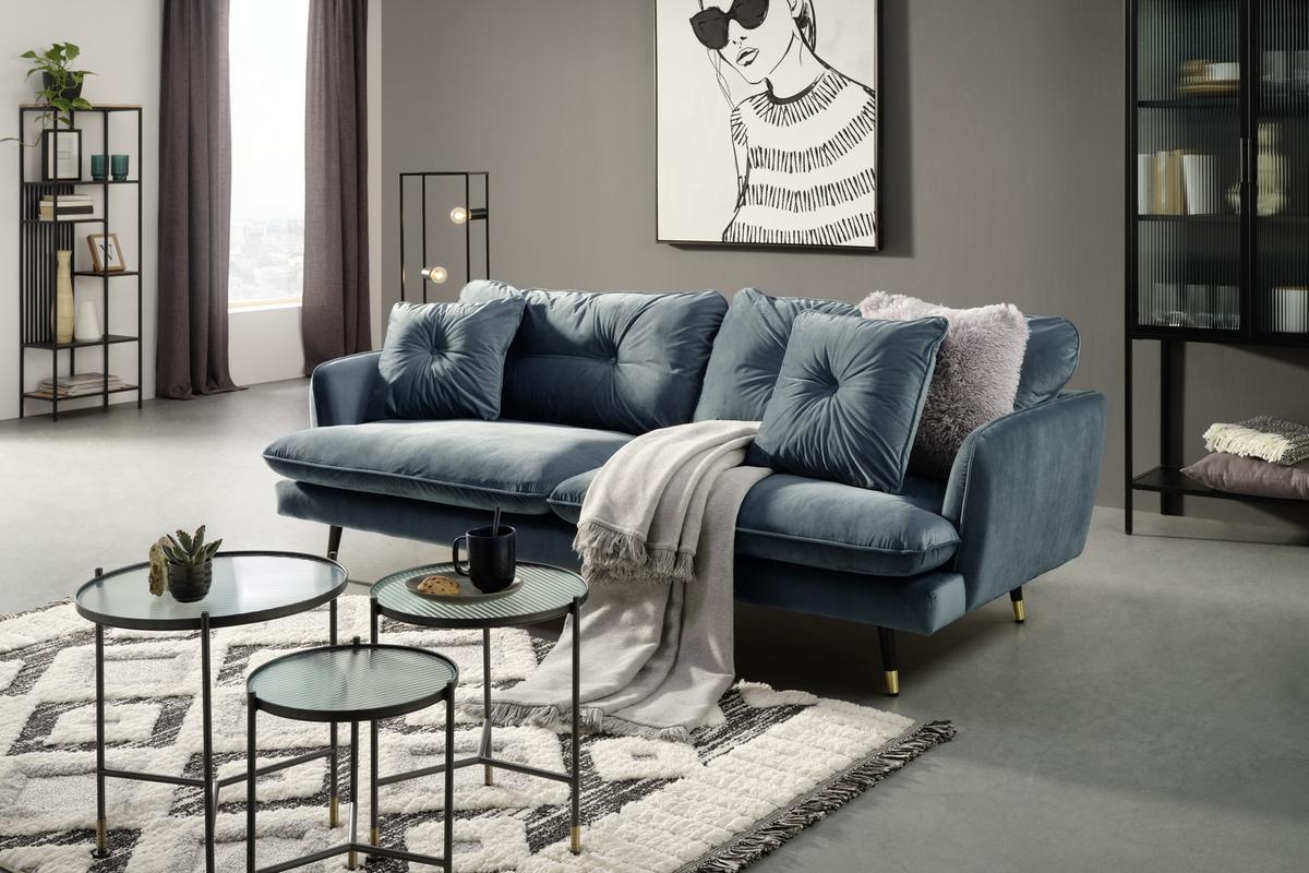 TROJMIESTNA POHOVKA TIME -3S SOFA -TREND- - petrolejová, Modern, textil (232/80/95cm) - Mömax