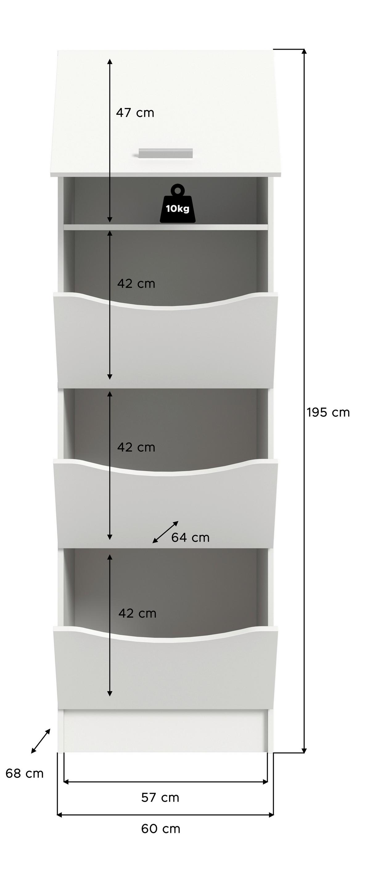 Vysoká skrinka Free biela - biela/strieborná, Basics, kompozitné drevo/plast (50/195/62cm) - MID.YOU