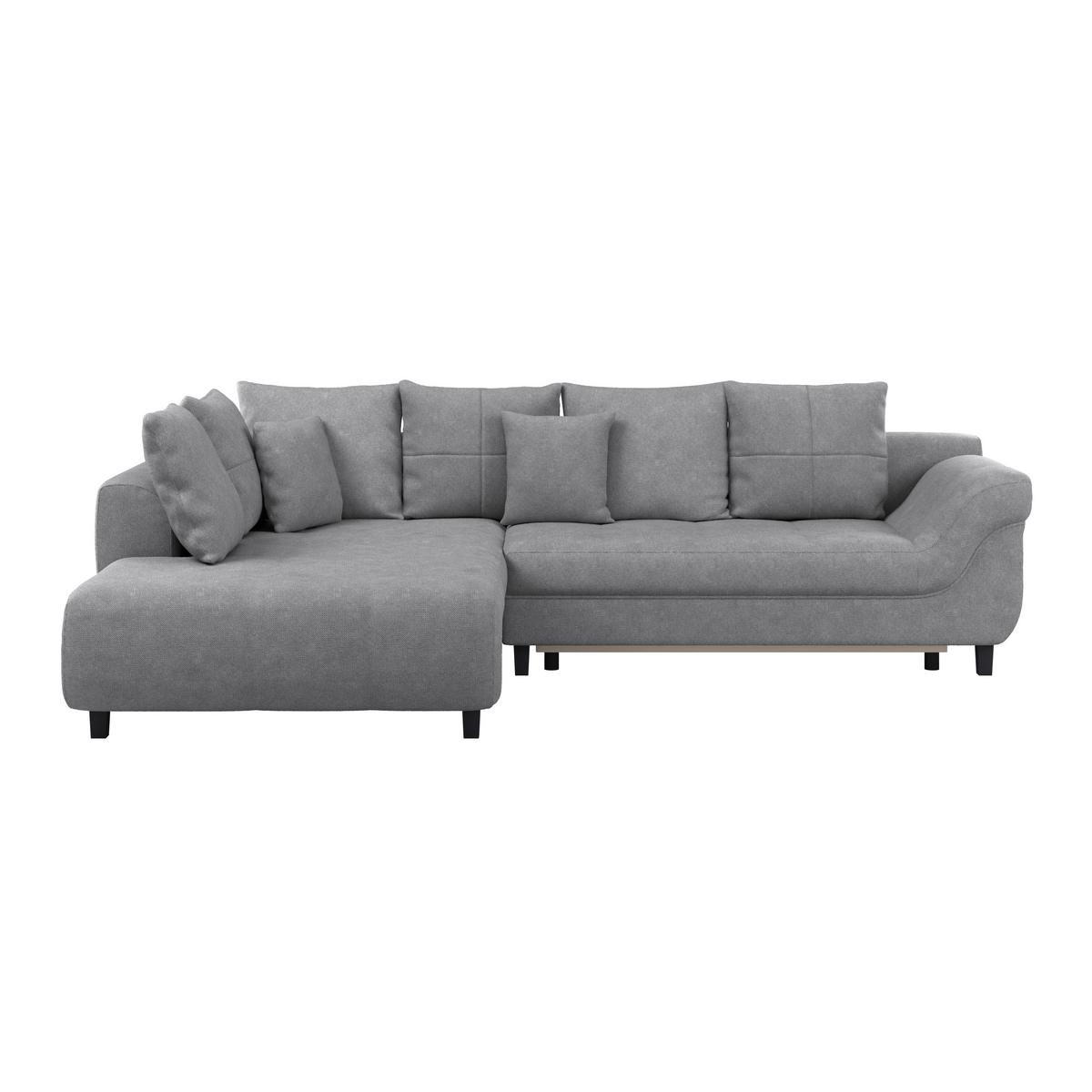 Ecksofa Mit Schlaffunktion & Bettkasten Mendoza Grau - Schwarz/Grau, Design, Textil (197/309cm) - Ondega