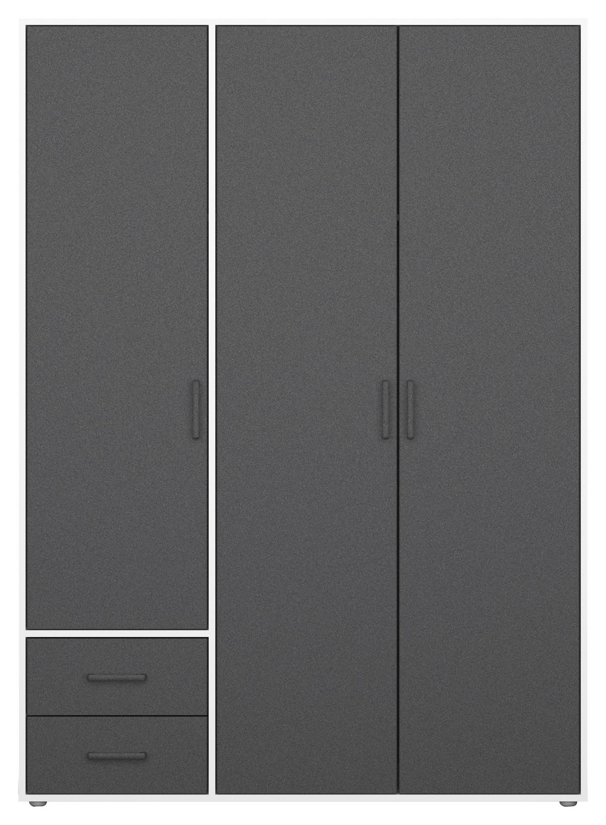 Drehtürenschrank Voyager Weiß,grau 140 cm - Weiß/Grau, MODERN, Holzwerkstoff (140/194/53cm) - Rauch Möbel