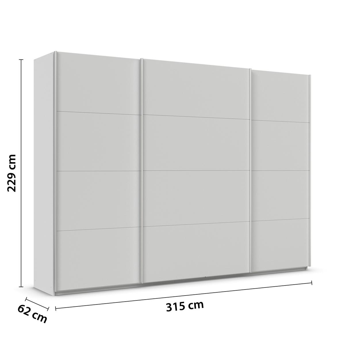 Tolóajtós Szekrény Feldkirch 315/229 Cm - világosszürke, Modern, faalapú anyag (315/229/62cm)